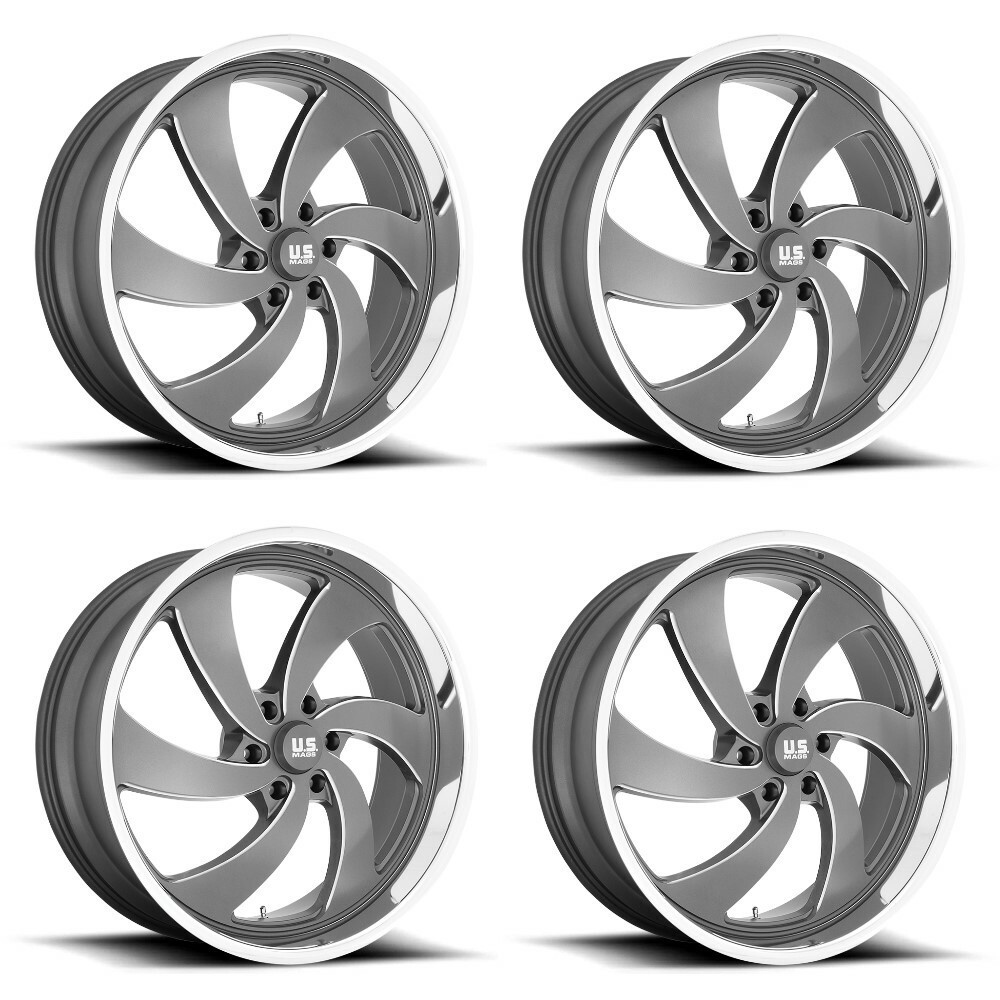 Set 4 US Mag U133 Desperado 22x10 6x5.5 Anthracite Milled Milled 22" Wheels 25mm