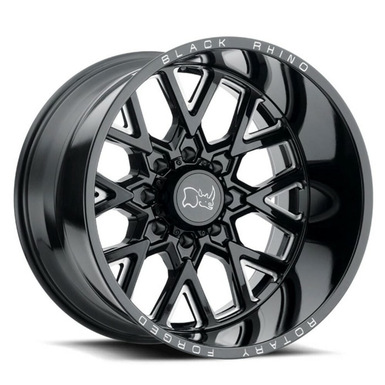 20" Black Rhino Grimlock 20x11.5 5x5 Gloss Black Milled Wheel -44mm Rim For Jeep