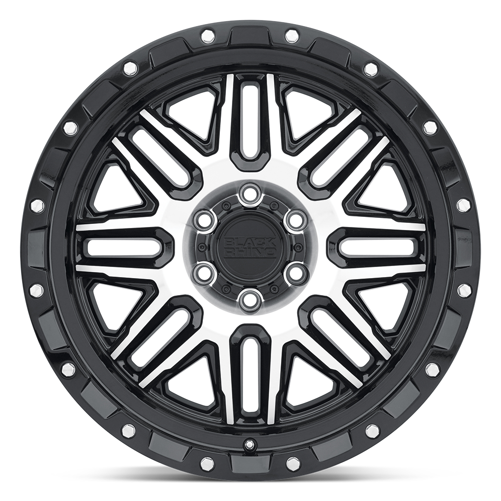 Black Rhino Alamo 20x9 6x5.5 Black Machined & Stainless Bolts Wheel 20" 12mm