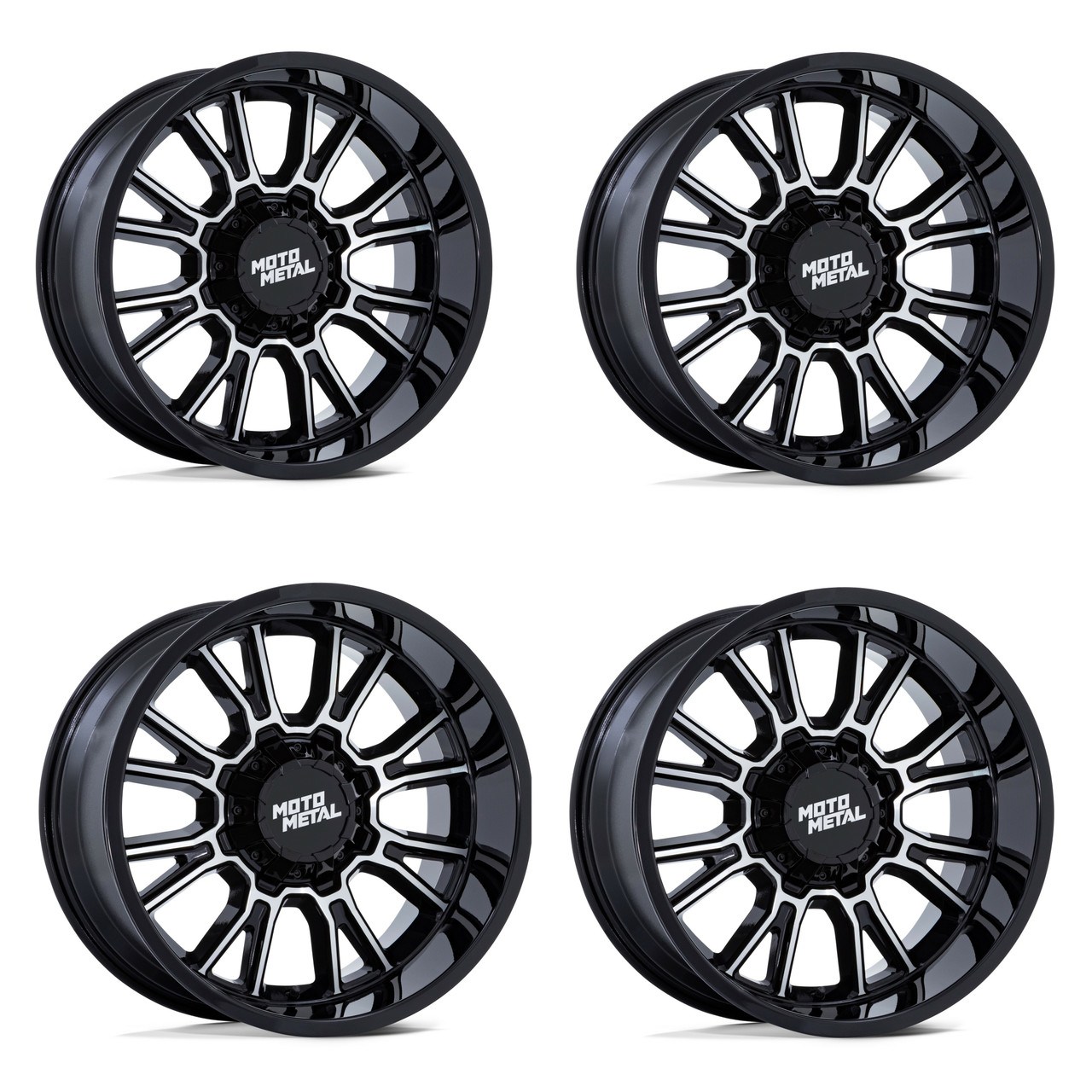 Set 4 17x9 8x6.5 Gloss Black Machined Wheels Moto Metal MO810 Legacy Rims 1mm