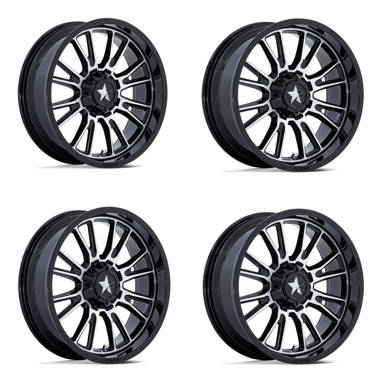 Set 4 MSA Offroad M51 Thunderlipsx7 4x137 4x156 Black Machine Wheels" 10