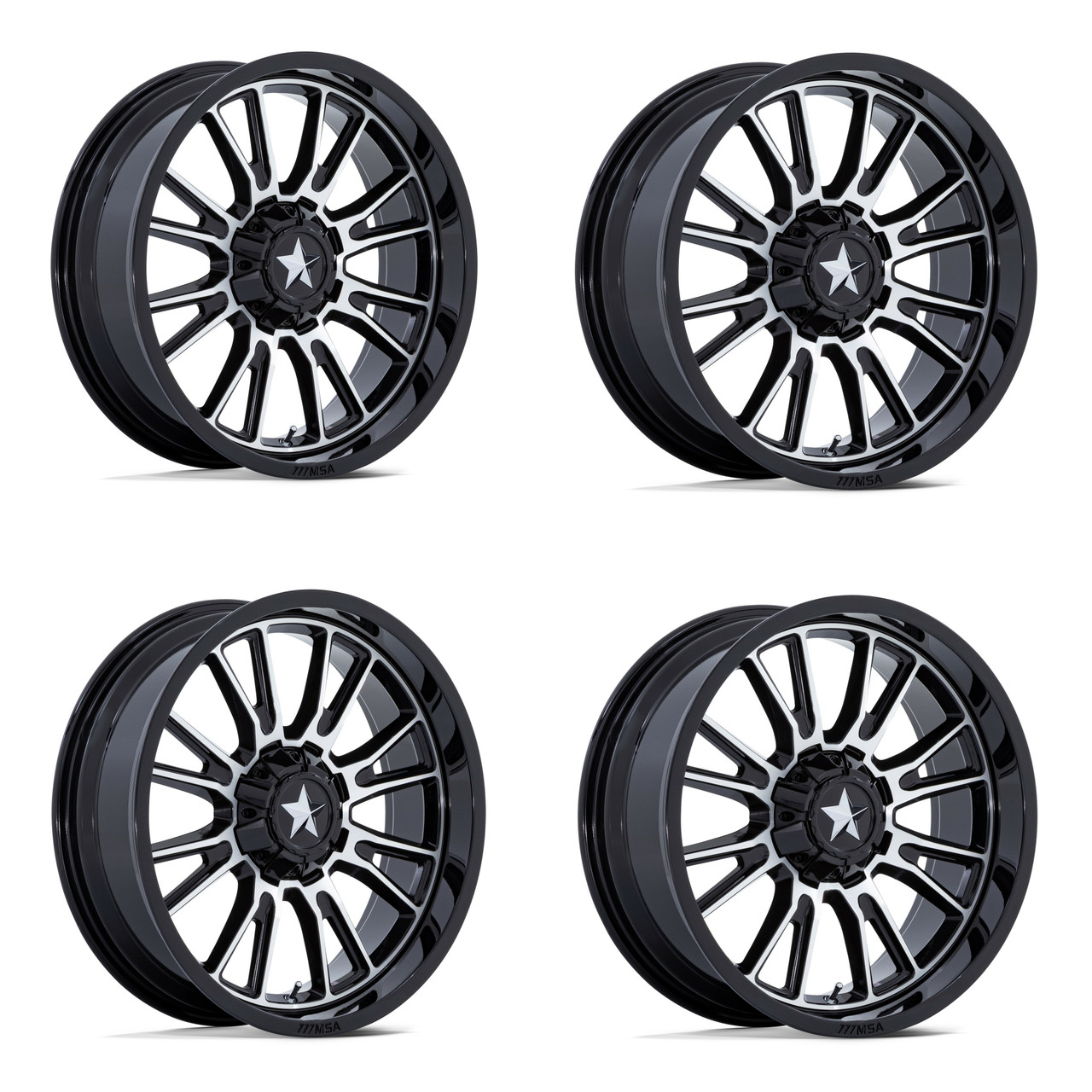 Set 4 MSA Offroad M51 Thunderlipsx7 4x137 4x156 Black Machine Wheels" 10