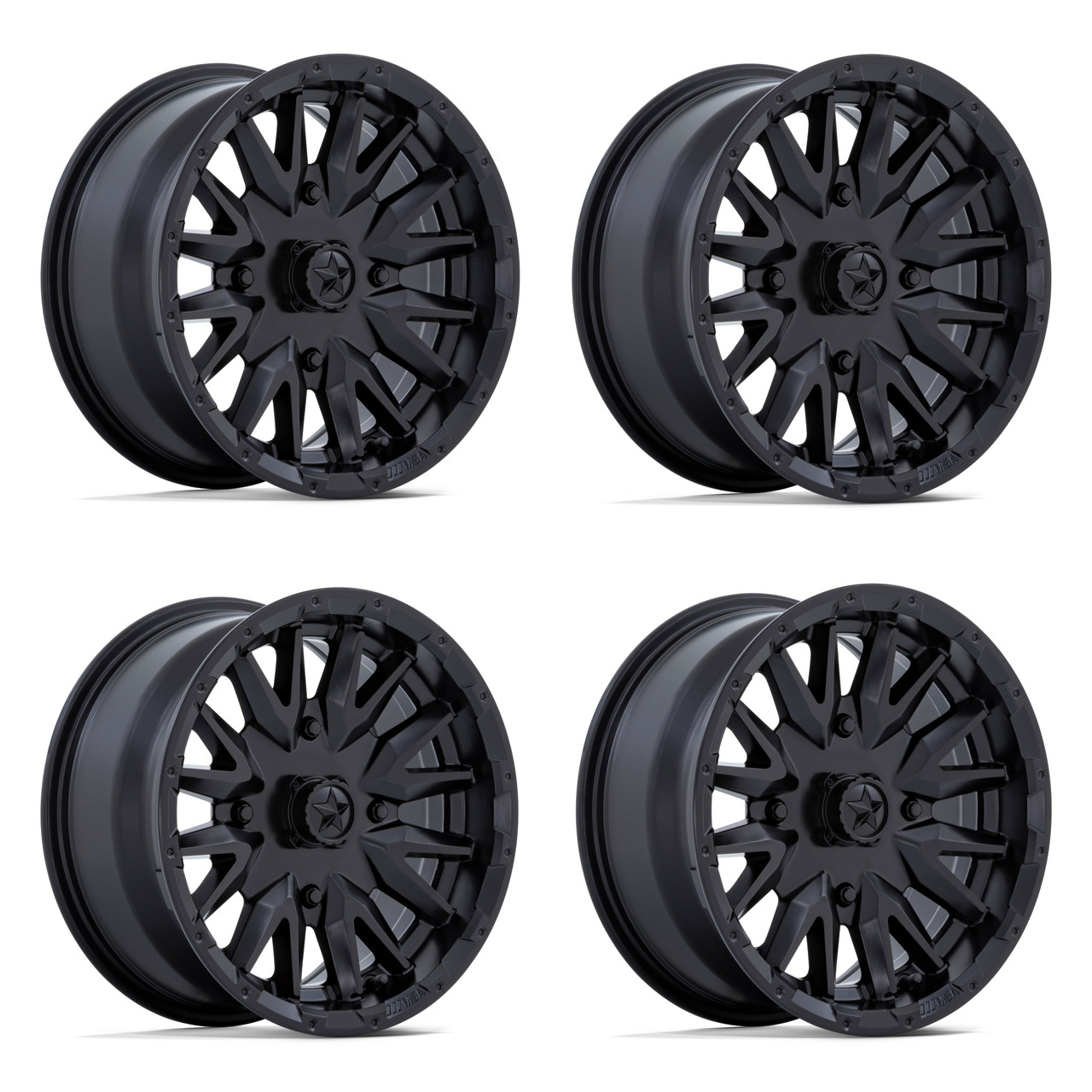 Set 4 MSA Offroad M49 Creed 14x7 4x110 Matte Black Wheels 14" -47mm Rims