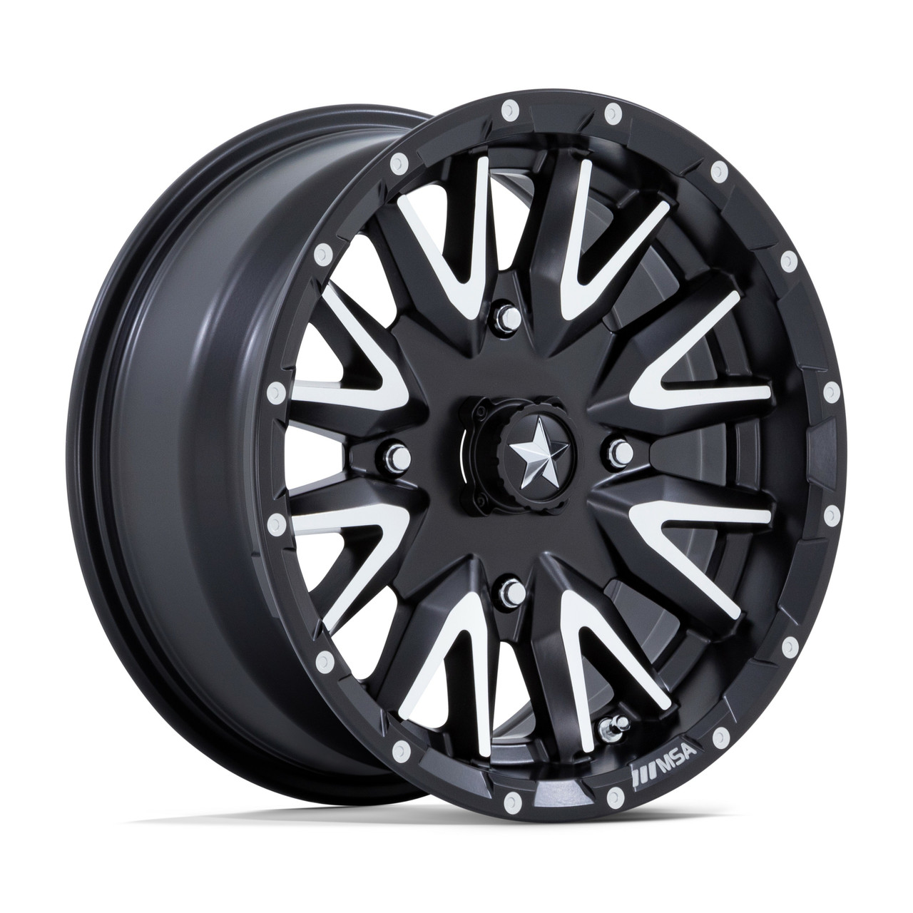 Set 4 MSA Offroad M49 Creed 15x7 4x137 Black Machined Wheels 15" 10mm Rims