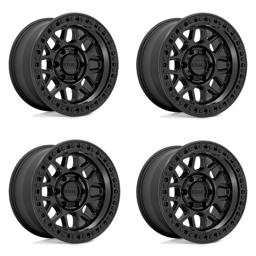Set 4 KMC KM549 Grs 17x9 6x5.5 Satin Black Wheels 17" 18mm Rims