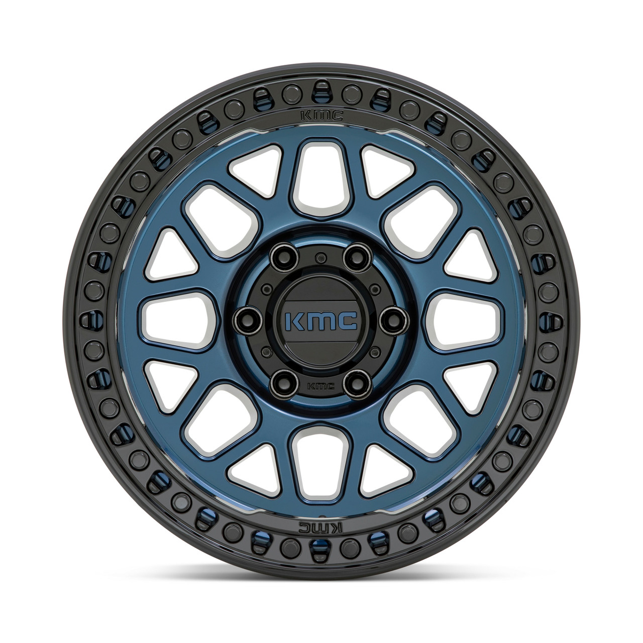 Set 4 KMC KM549 Grs 17x8.5 6x5.5 Midnight Blue With Gloss Black Wheels 17" 0mm