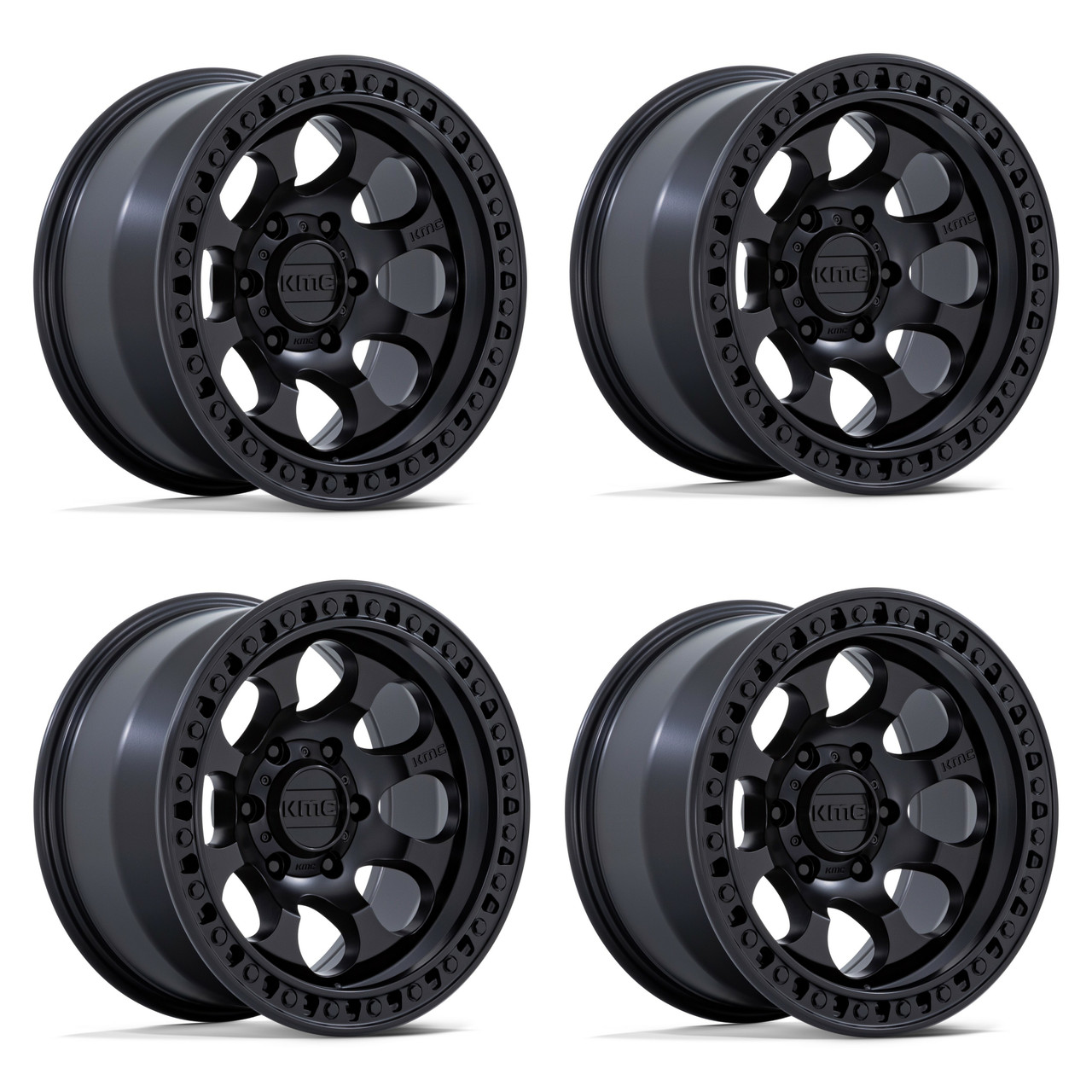 Set 4 KMC KM550 Riot Sbl 17x9 5x5 Satin Black Wheels 17" -12mm Rims