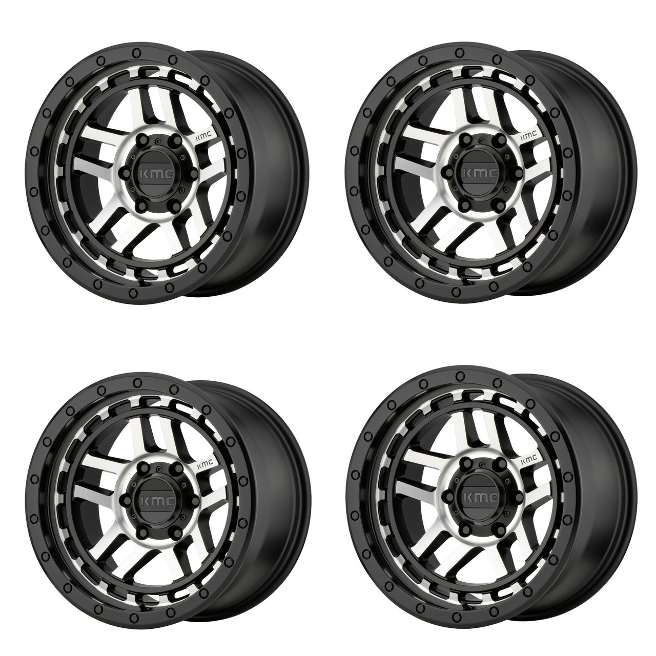 Set 4 KMC KM450 Mesa Forged Slotted Beadlock 17x9 8x6.5 Raw Machine Wheels 17"