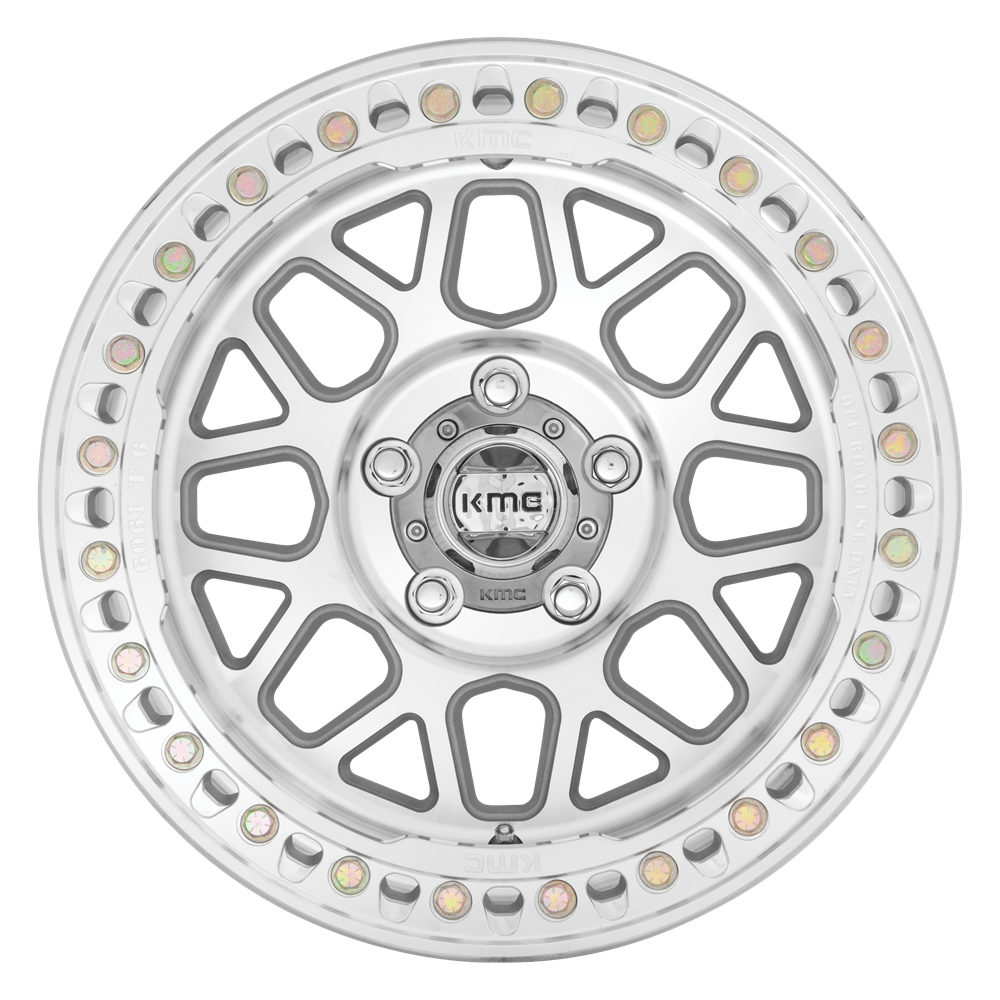18" KMC KM235 Grenade Crawl Beadlock 18x9 8x6.5 Machined Wheel -24mm Lifted Rim