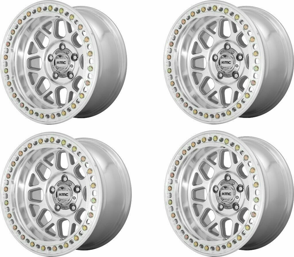 Set 4 KMC KM235 Grenade Crawl Beadlock 18x9 6x5.5 Machined Wheels 18" 10mm Rims