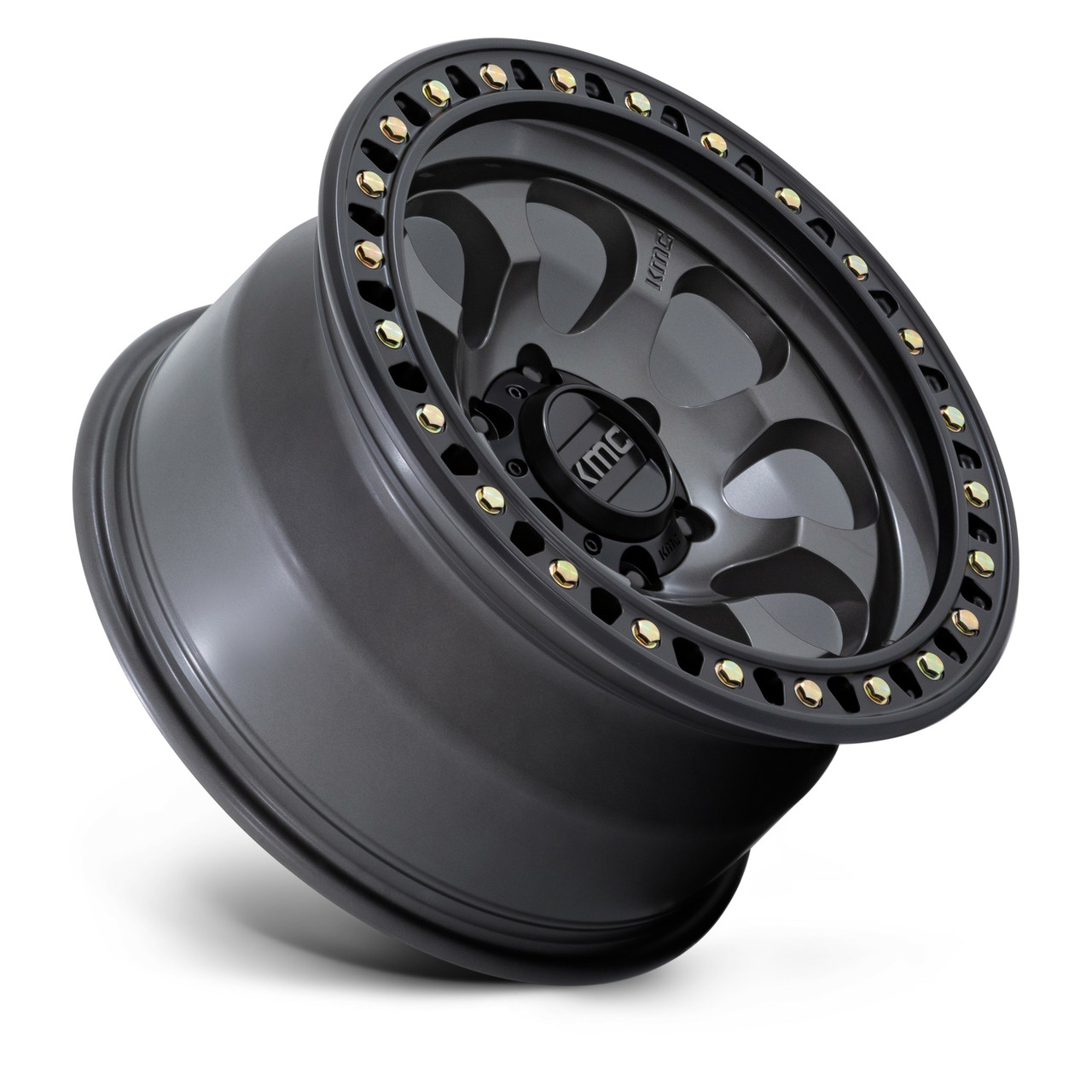 KMC KM550 Riot Sbl 17x8.5 5x5.0 Anthracite Satin Black Lip Wheel 17" 10mm