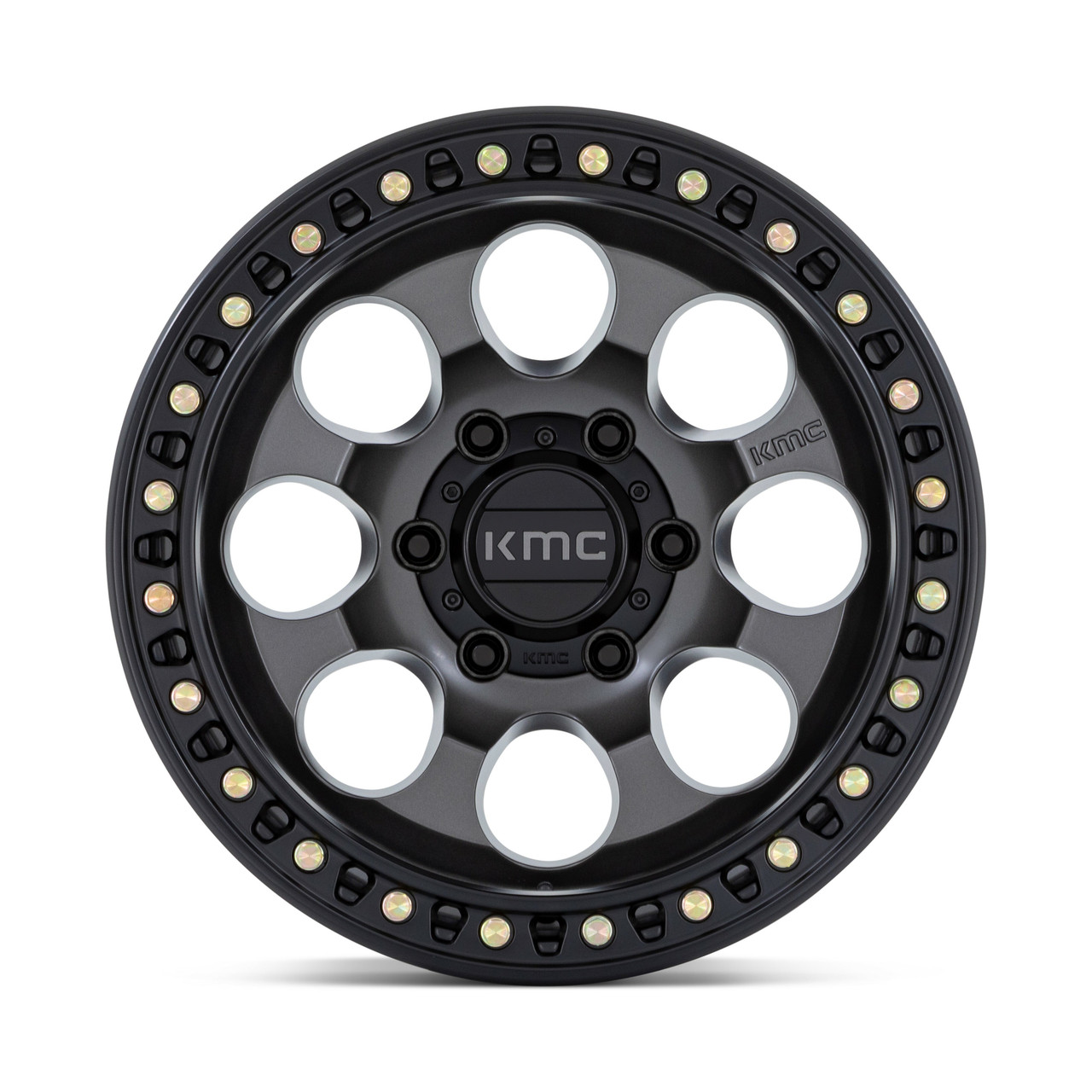Set 4 KMC KM550 Riot Sbl 17x8.5 5x5 Anthracite Satin Black Lip Wheels 17" 10mm