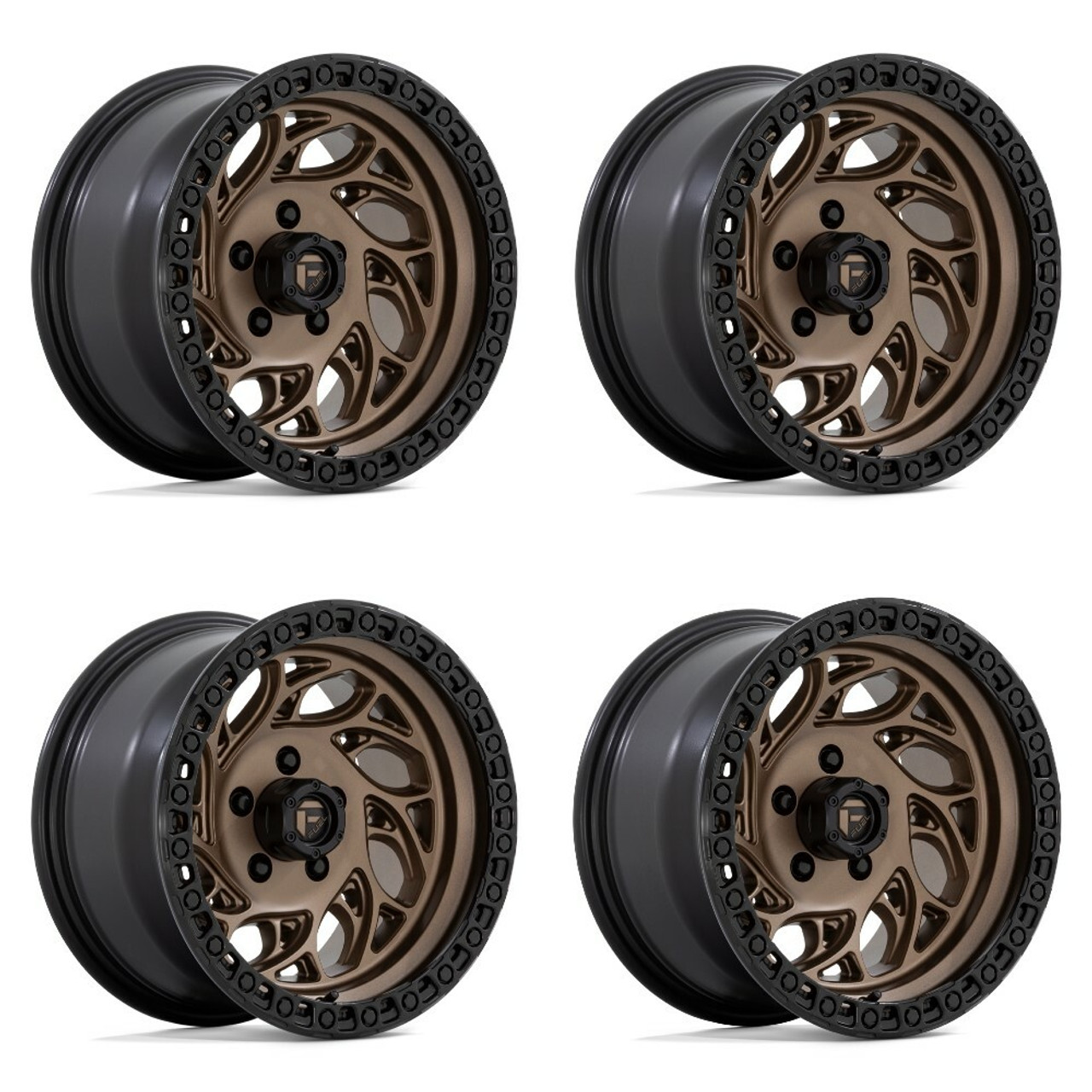 Set 4 Fuel D841 Runner OR 17x9 5x5 Bronze With Black Ring Wheels 17" -12mm