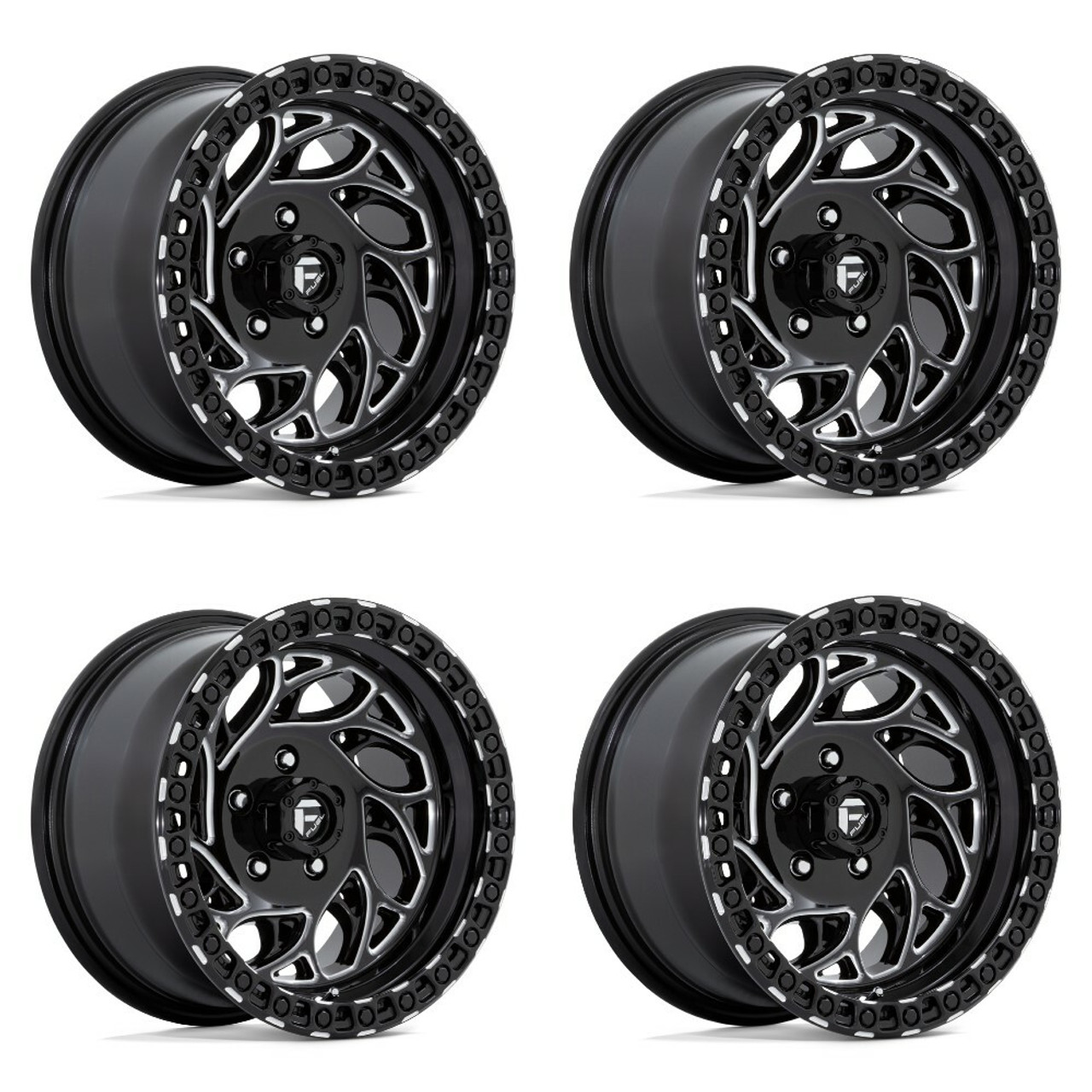 Set 4 Fuel D840 Runner OR 18x9 5x5 Gloss Black Milled Wheels 18" -12mm Rims