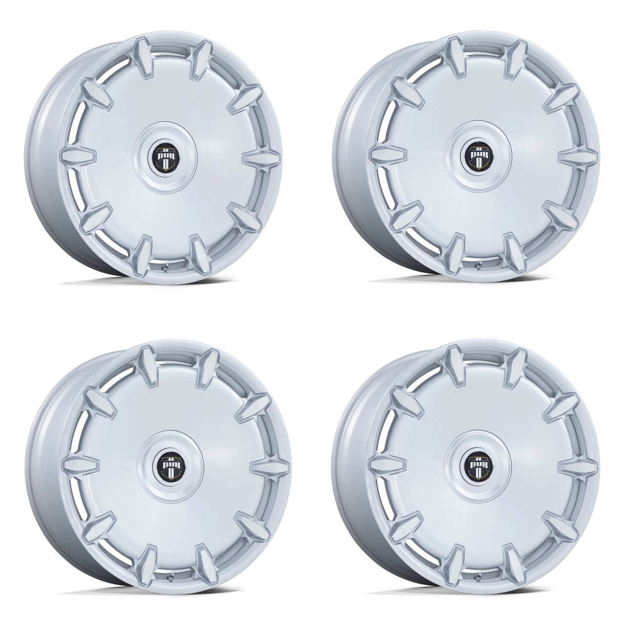 Set 4 DUB DC7271 Cheef 24x10 6x135 6x5.5 Silver Machined Wheels 24" 30mm