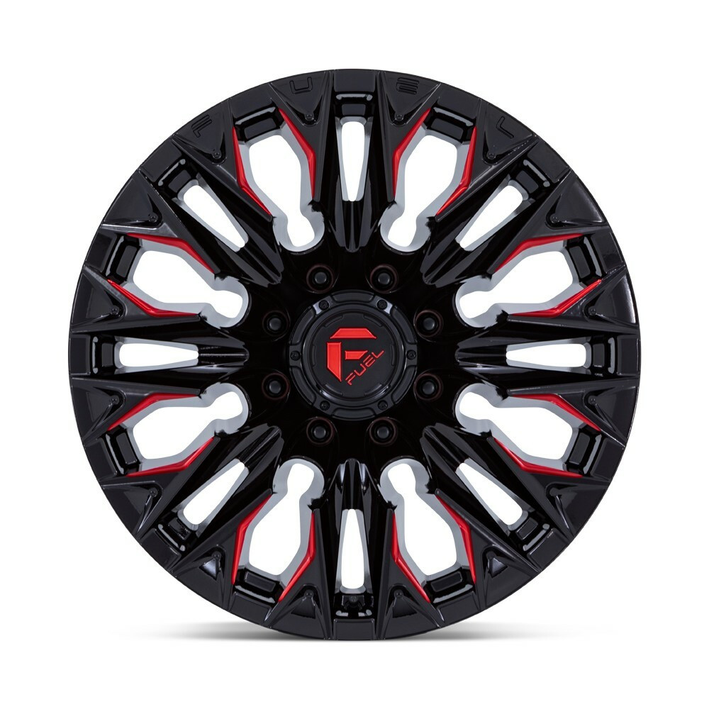 Set 4 20" Fuel  D823 Flame 20x9 8x180 20mm Gloss Black Milled Candy Red Wheels