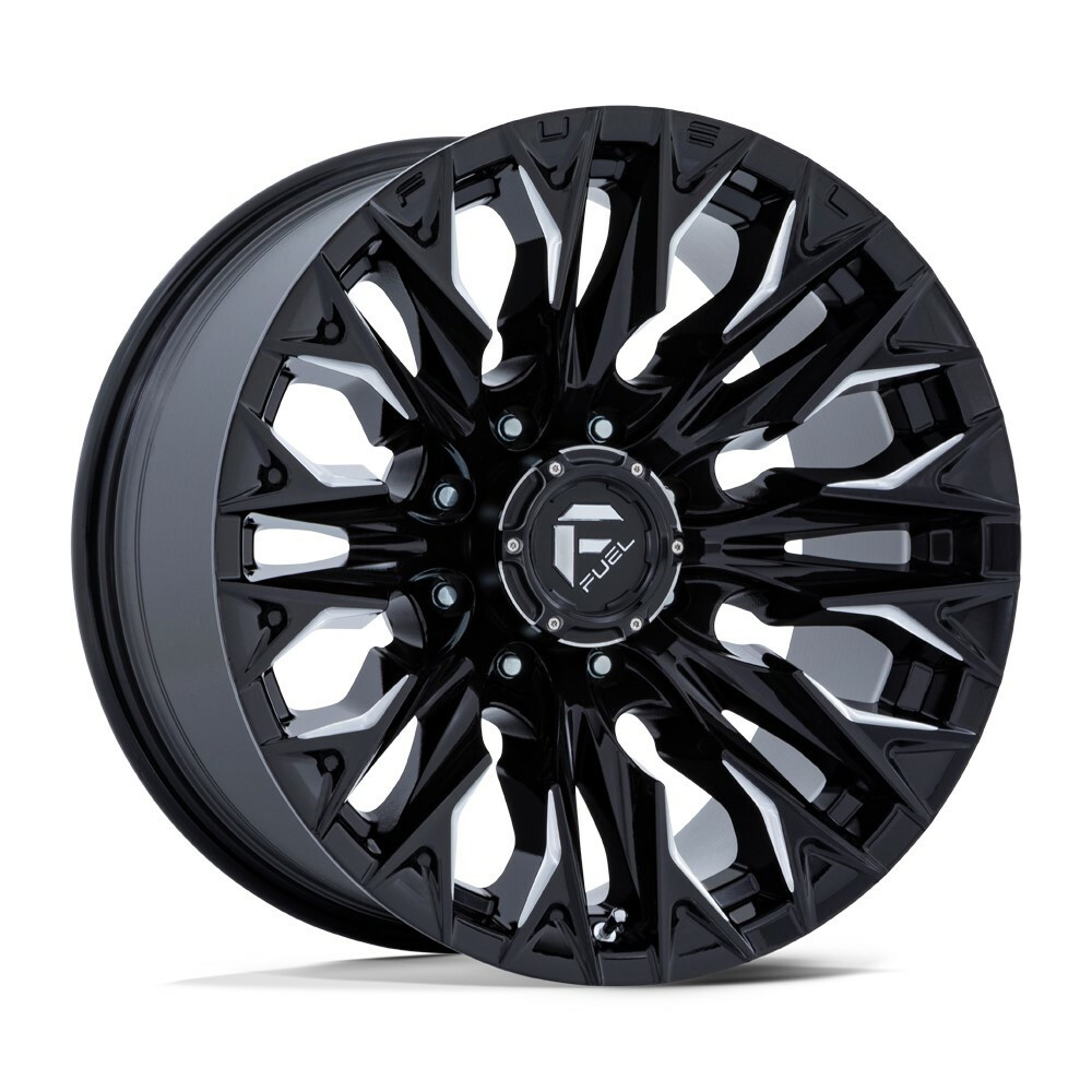 Set 4 Fuel D803 Flame 20x9 8x6.5 Gloss Black Milled Wheels 20" 1mm Rims