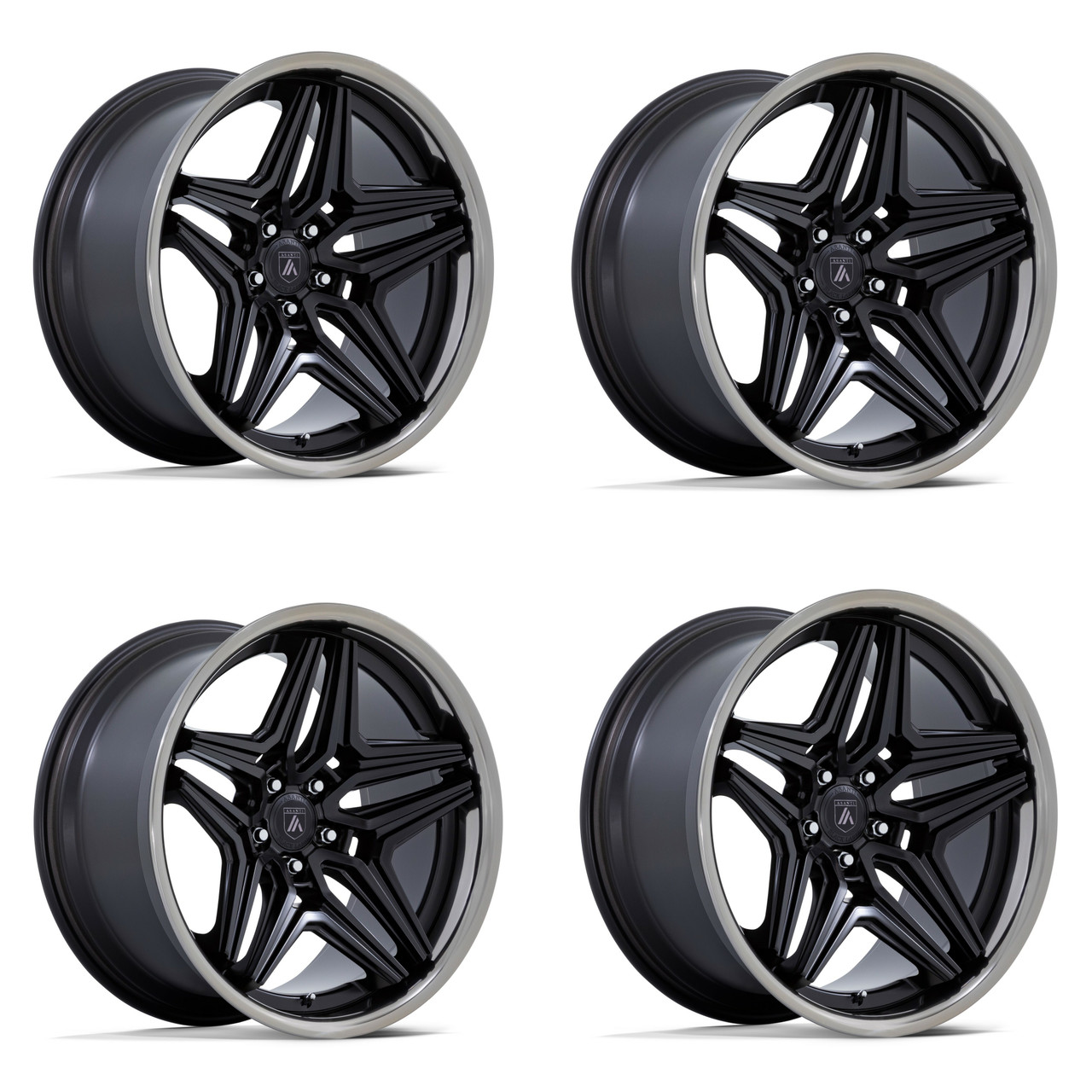Set 4 Asanti Black ABL-46 Duke 22x10.5 5x120 Satin Black Ddt Lip Wheels 22" 18mm