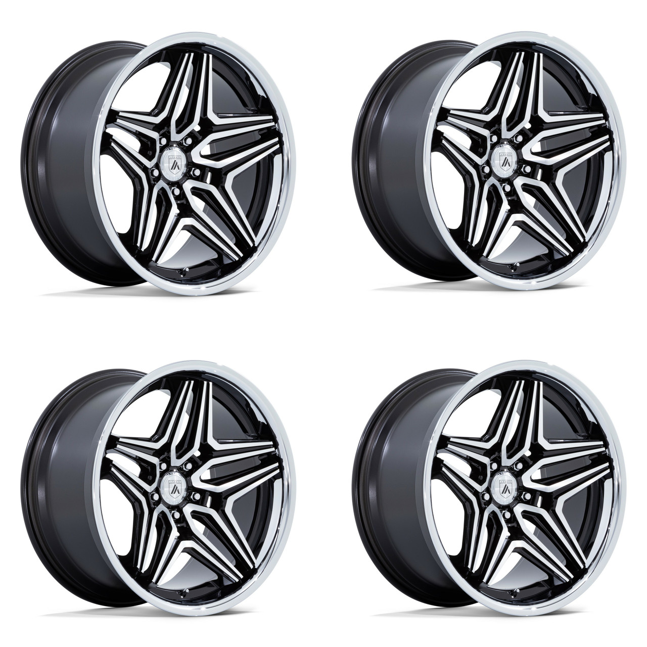 Set 4 Asanti Black ABL-46 Duke 22x10.5 5x120 Black Machined Wheels 22" 18mm