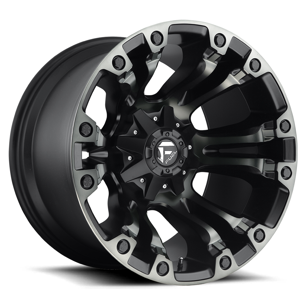 18x9 8x6.5 Matte Black Double Dark Tint Wheel Fuel D569 Vapor -12mm Lifted Rim