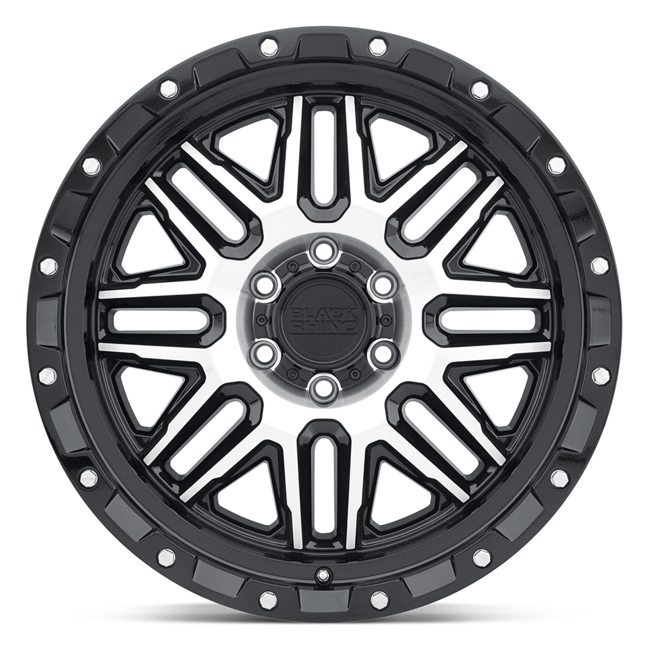 Black Rhino Alamo 20x9 5x5.5 Black Machined & Stainless Bolts Wheel 20" 2mm