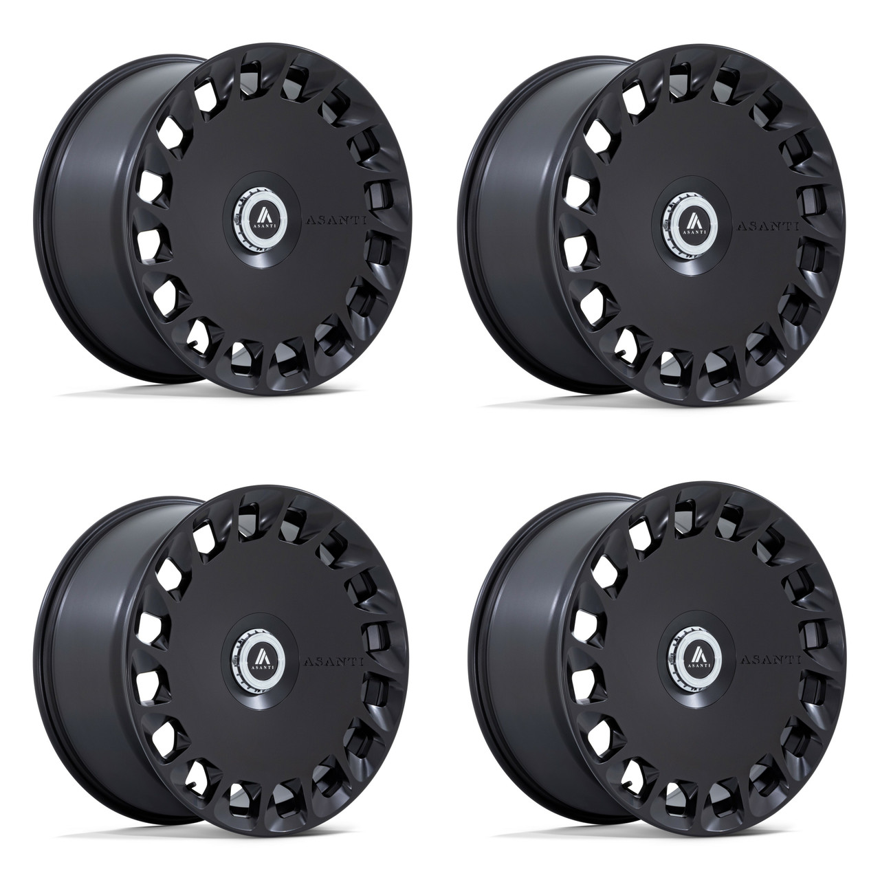 Set 4 Asanti Black ABL-45 Aristocrat 22x10.5 5x4.25 5x4.5 Black Wheels 22" 45mm