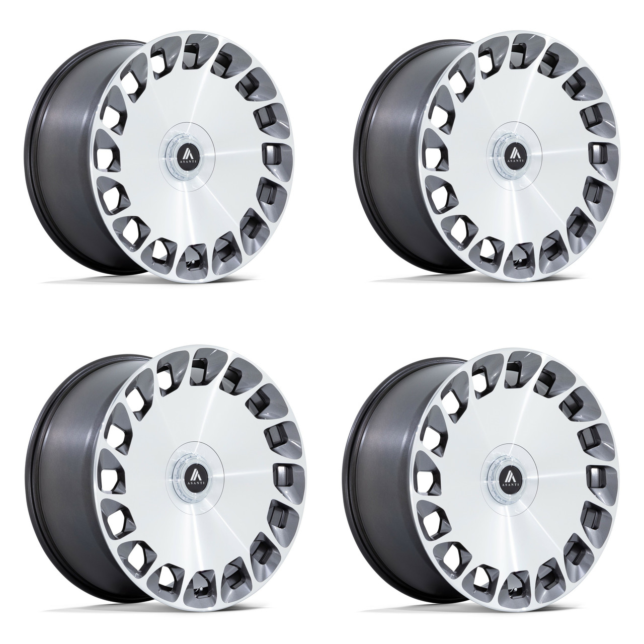Set 4 Asanti Black ABL45 Aristocrat 22x9 5x112 5x120 Platinum Wheels 22" 27