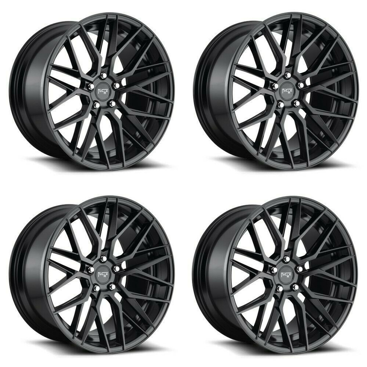 Set 4 Niche M190 Gamma 19x9.5 5x120 Matte Black Wheels 19" 40mm Car Suv Rims