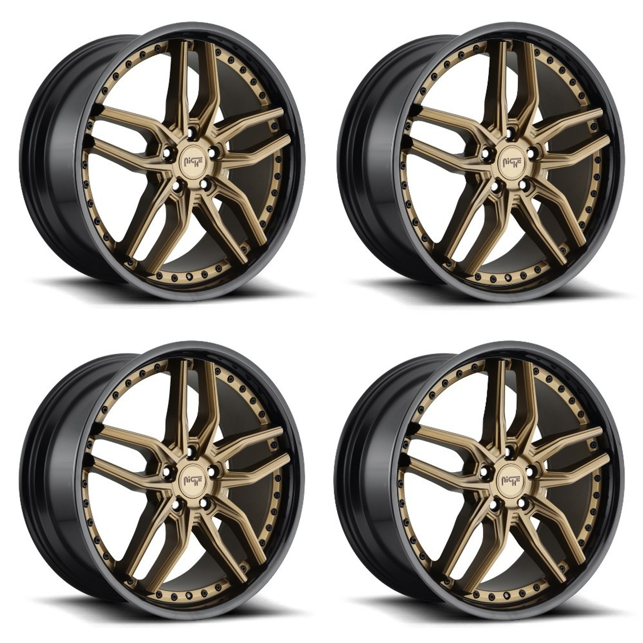 Set 4 19" Niche M195 Methos 19x8.5 5x112 42mm Bronze Black Bead Ring Wheels