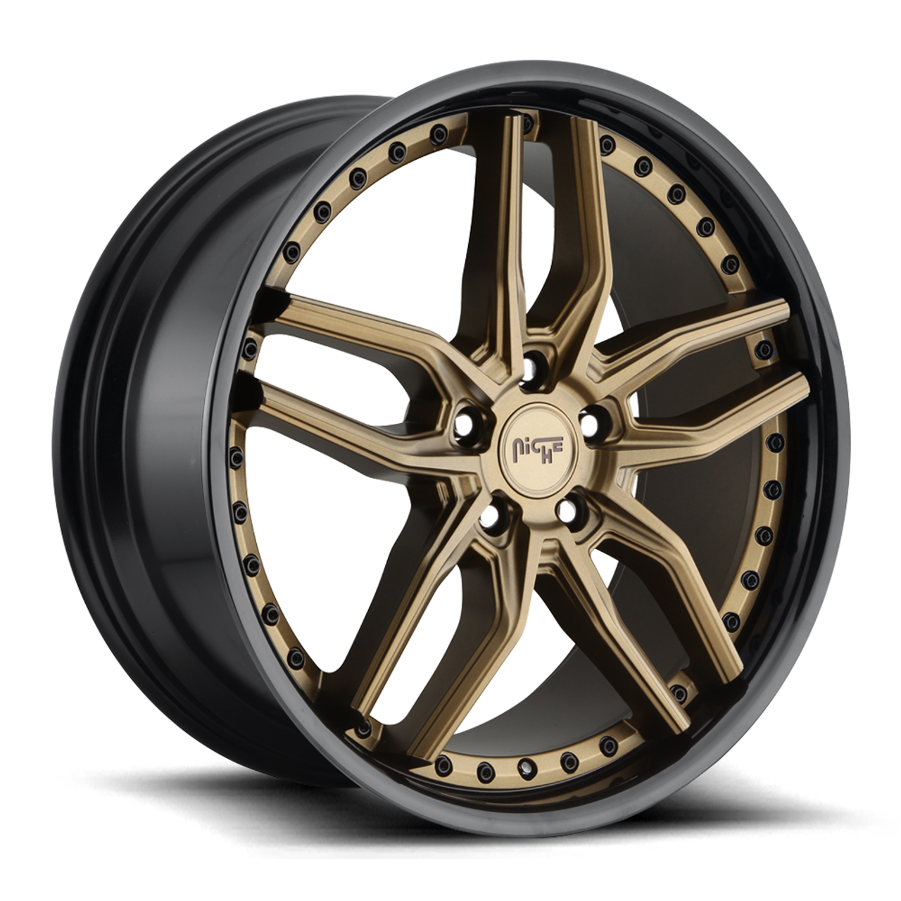Set 4 19" Niche M195 Methos 19x8.5 5x112 42mm Bronze Black Bead Ring Wheels