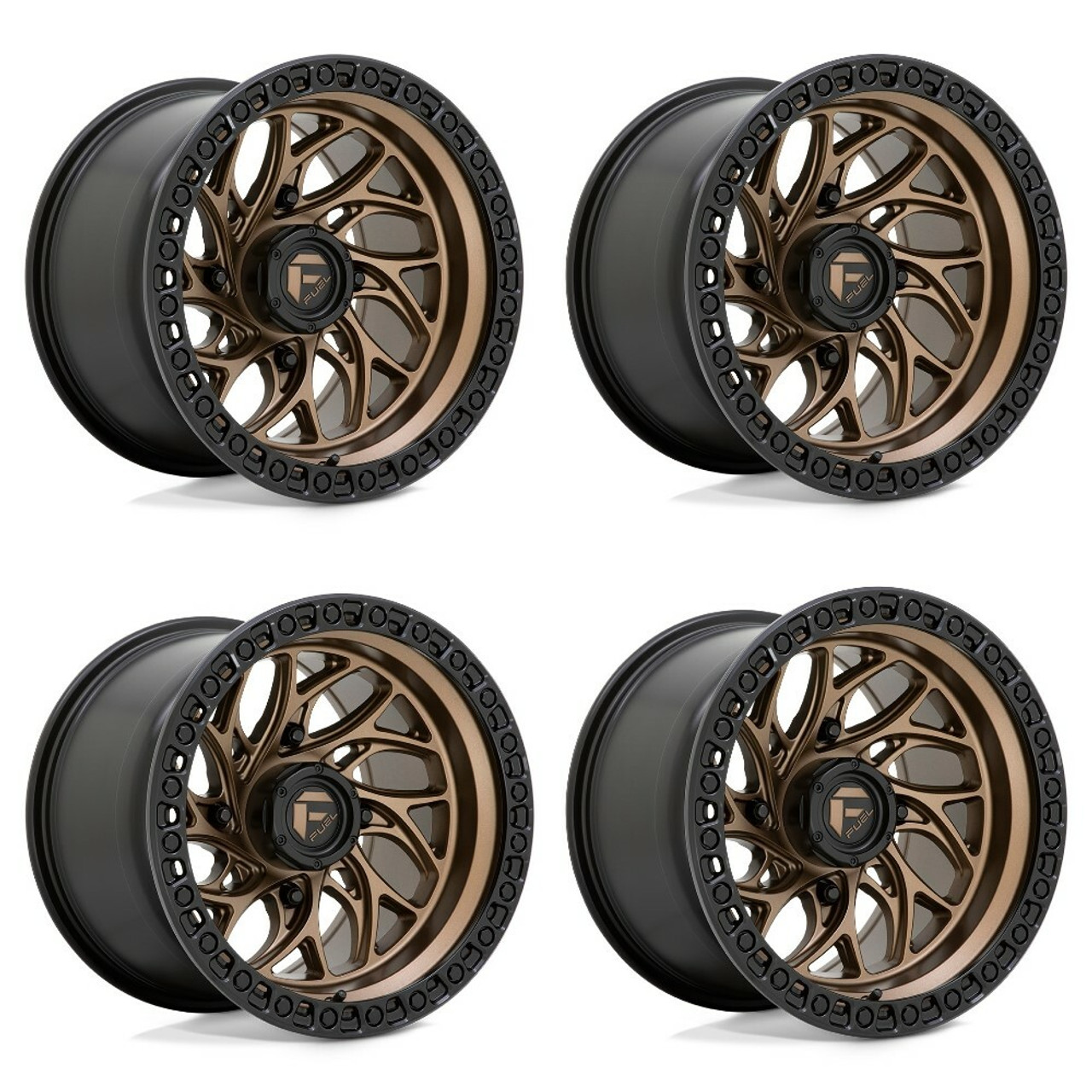 Set 4 15" Fuel UTV D777 Runner UTV 15x10 4x137 Bronze With Black Ring Wheels 0mm