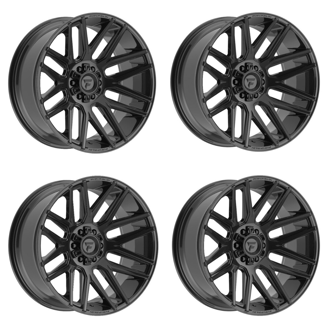 Set 4 20" Fittipaldi Wheels FA14B 20x9 Gloss Black 8x170 18mm For Ford Rims