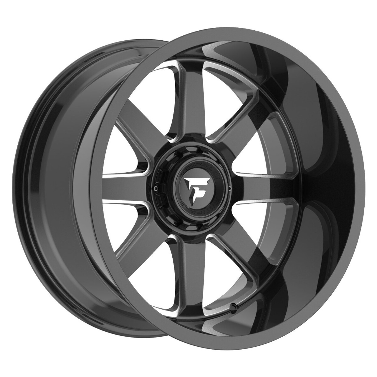 Set 4 20" Fittipaldi Wheels FA16BM 20x9 Gloss Black Milled 8x6.5 12mm Truck Rims