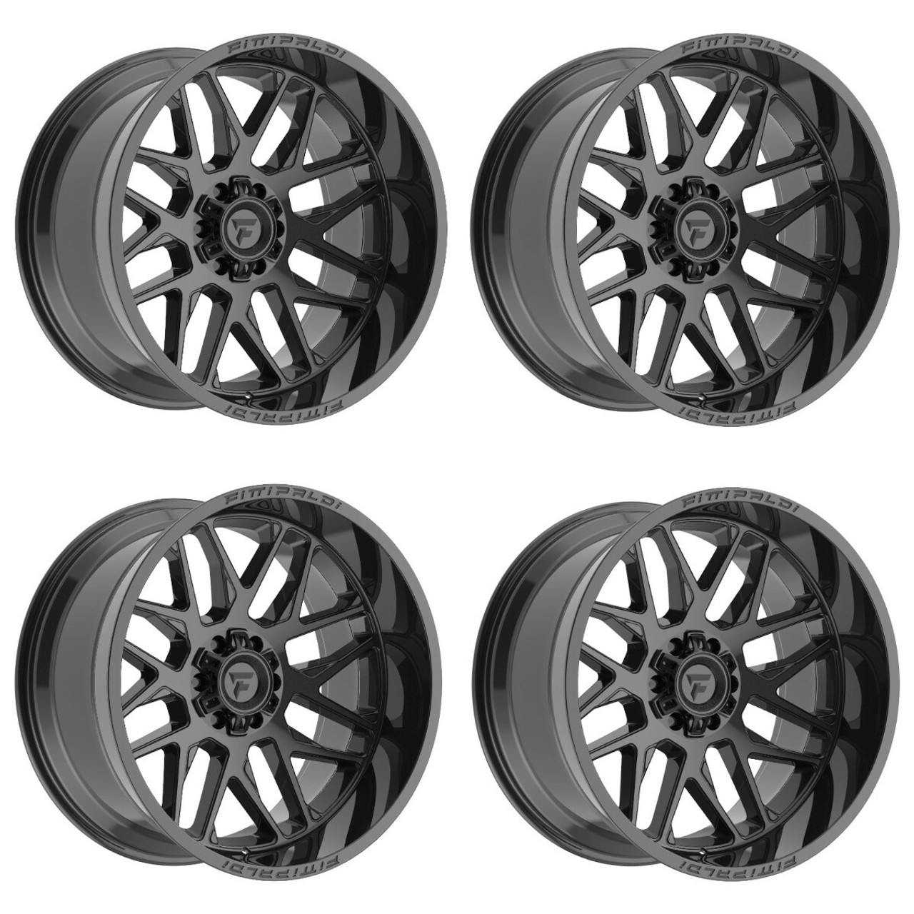 Set 4 20" Fittipaldi Wheels FA19B 20x9 Gloss Black 8x170 18mm For Ford Rims