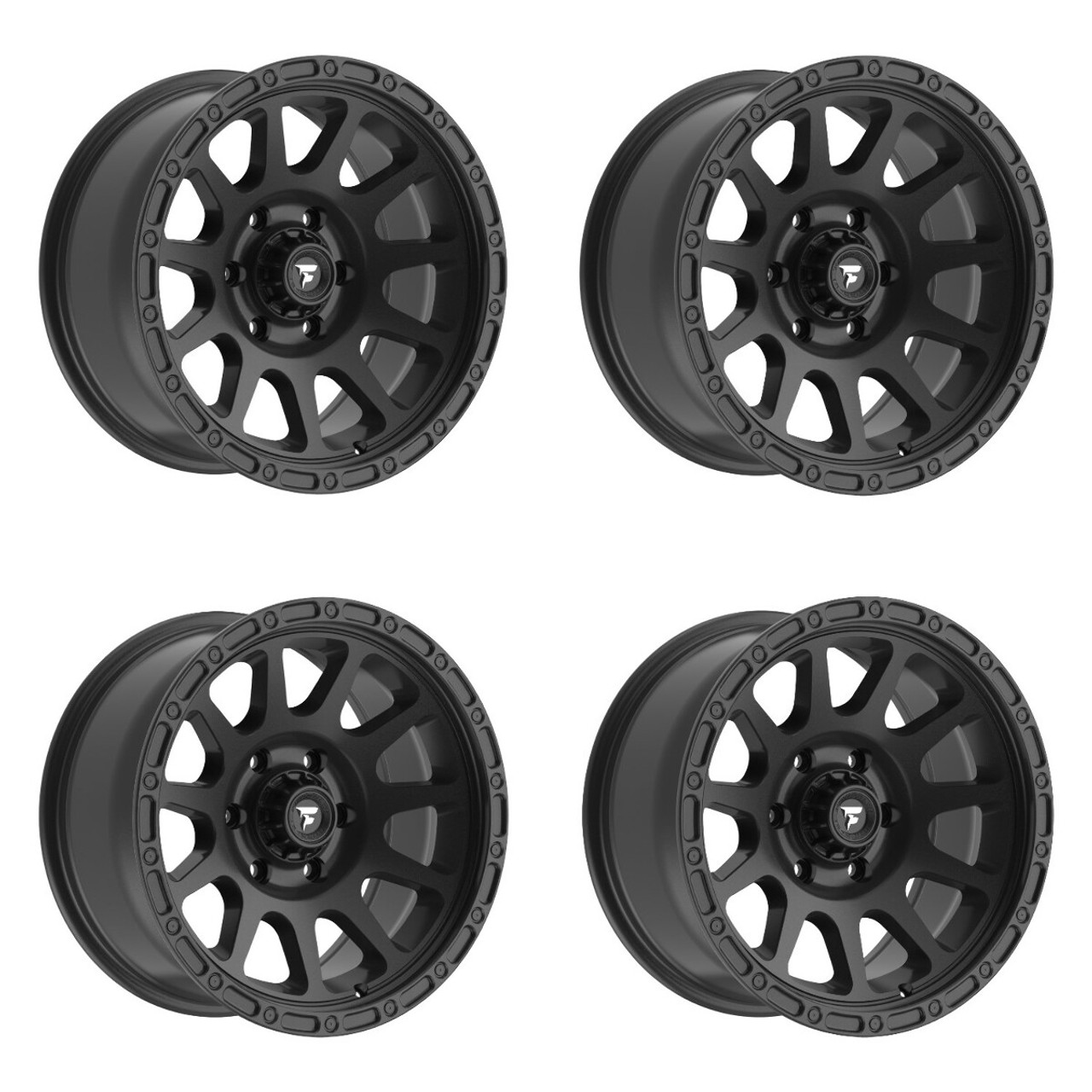 Set 4 20" Fittipaldi Wheels FT105SB 20x9 Satin Black 8x180 18mm For Chevy GMC