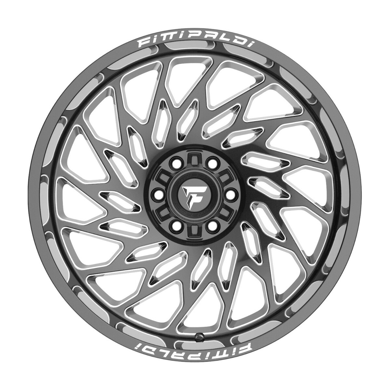 20" Fittipaldi Wheel FA20BM 20x10 Gloss Black Milled 8x180 -19mm Lifted Rim