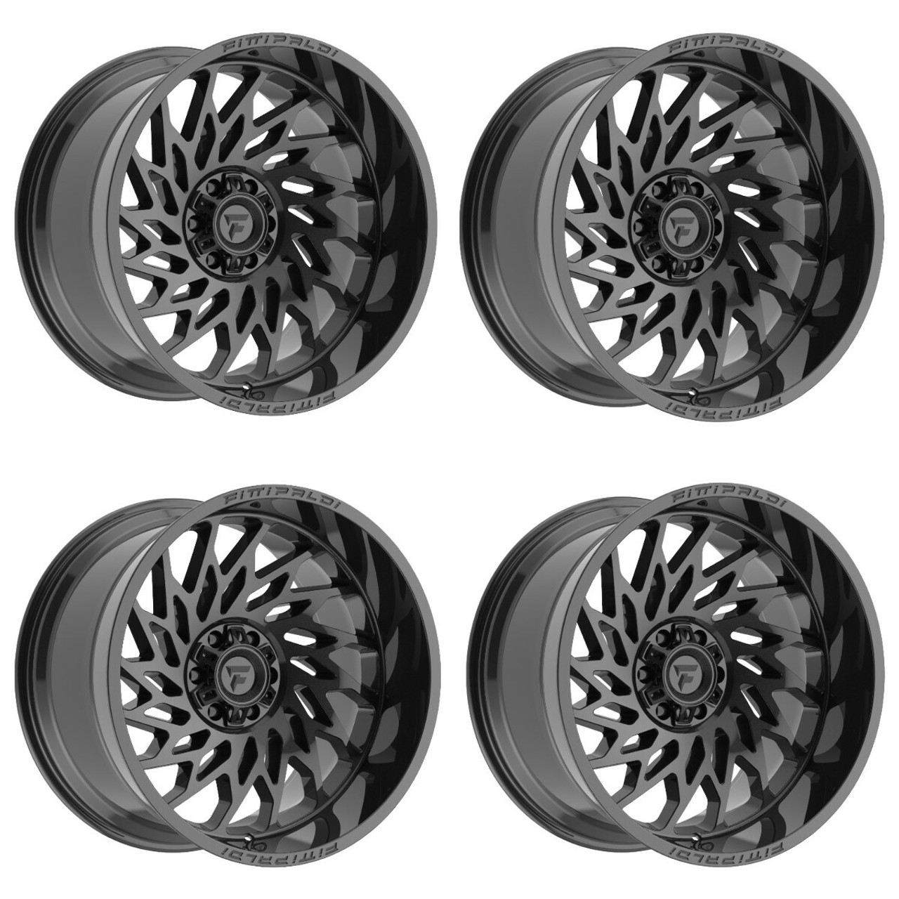 Set 4 20" Fittipaldi Wheels FA20B 20x10 Gloss Black 8x6.5 -19mm Lifted Rims