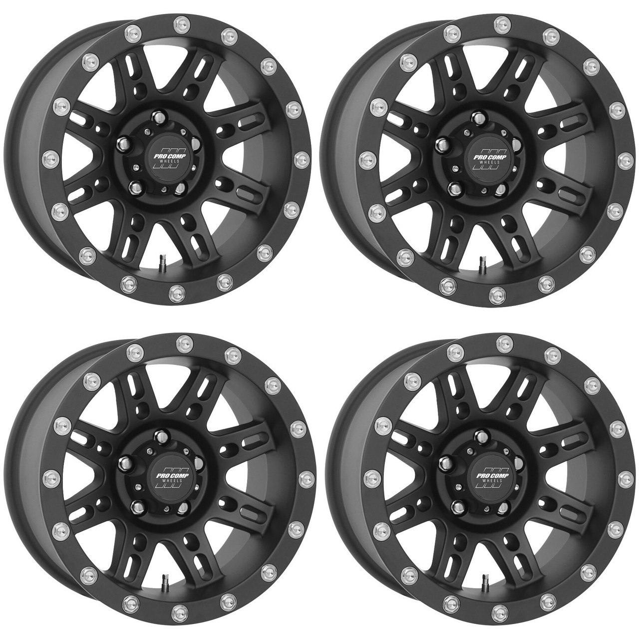 Set 4 Pro Comp PA31 Stryler 16x8 5x5 Flat Black Wheels 16" 0mm Rims