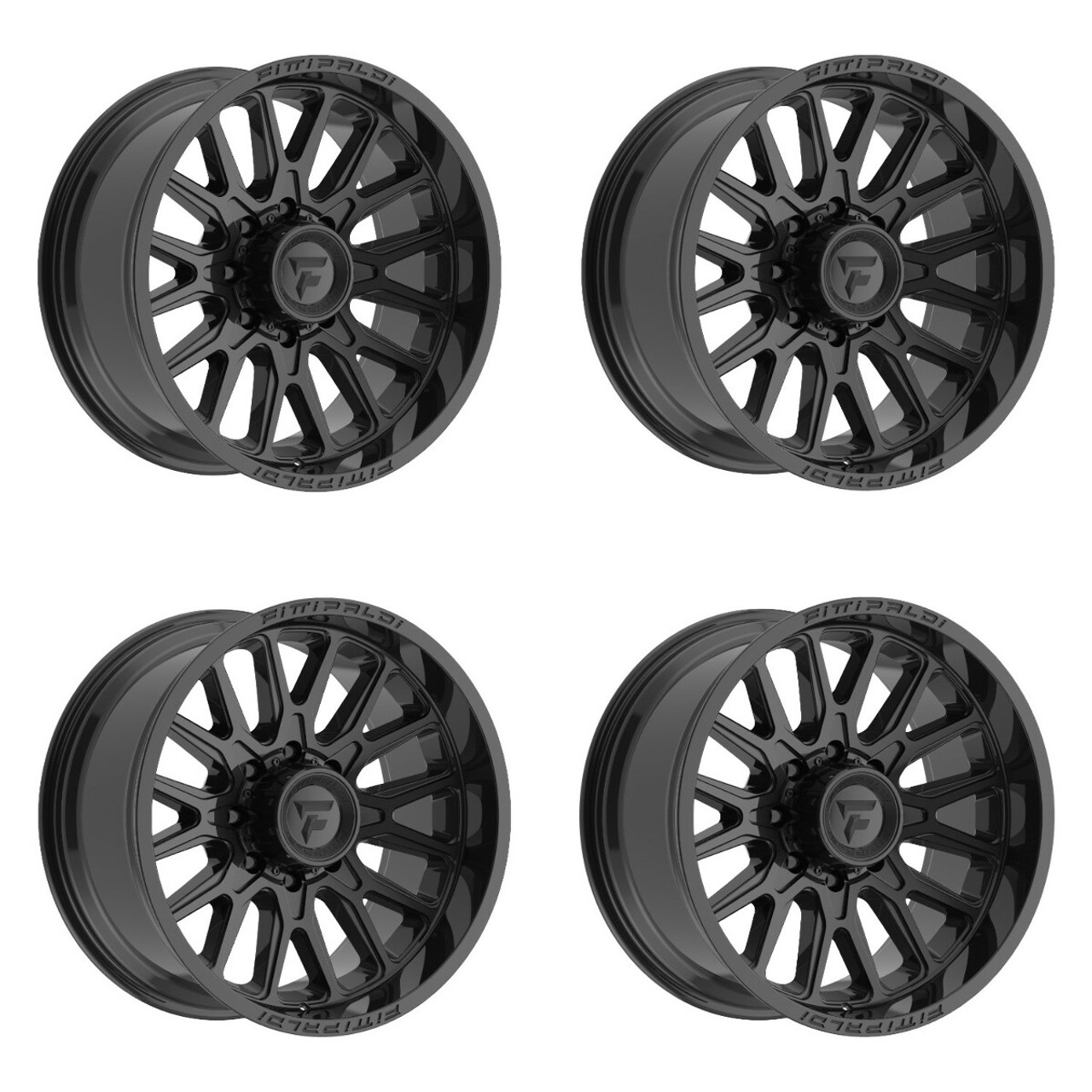 Set 4 20" Fittipaldi Wheels FA18B 20x9 Gloss Black 5x5.5 5x150 18mm Truck Rims