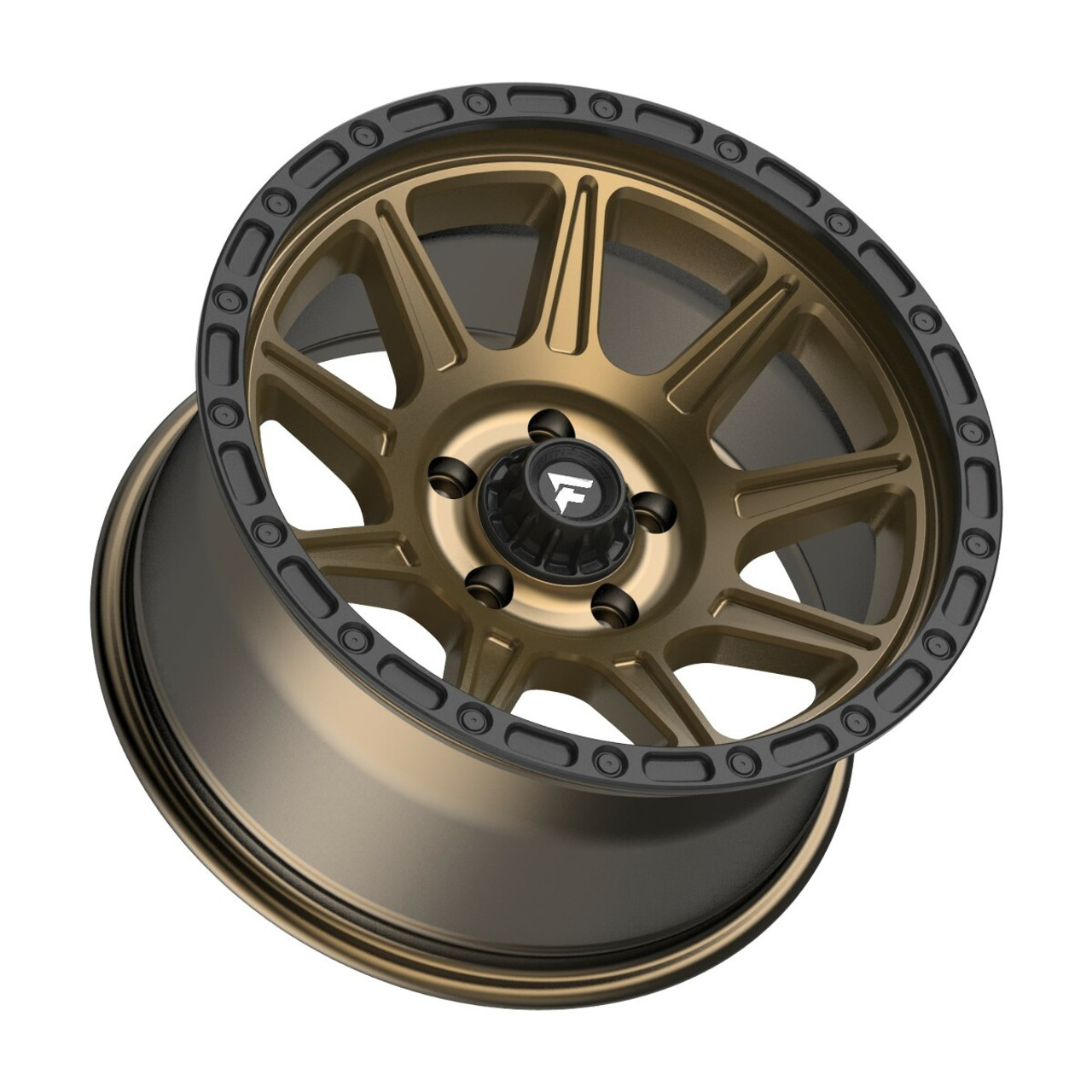 Set 4 20" Fittipaldi Wheels FT104ZB 20x9 Satin Bronze Satin Black Lip 8x180 18mm