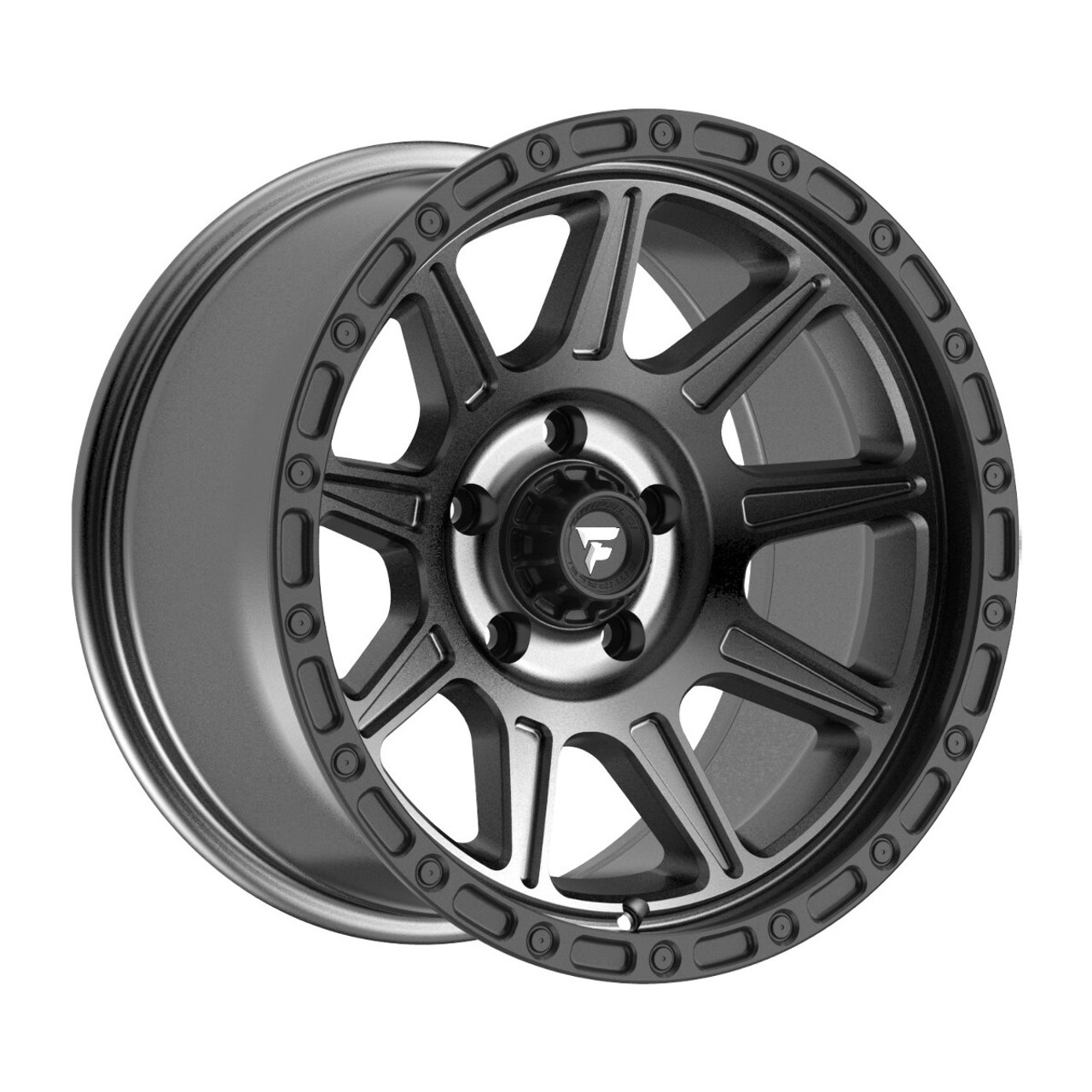 20" Fittipaldi Wheel FT104AB 20x9 Satin Anthracite Satin Black Lip 8x6.5 8mm Rim