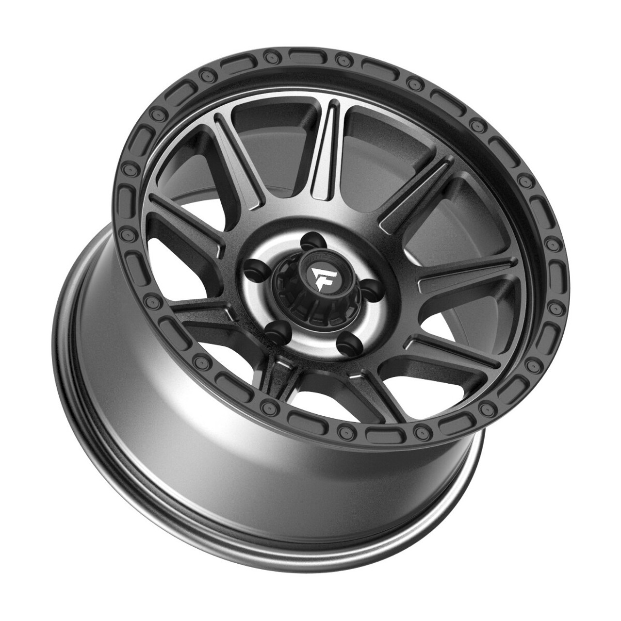 20" Fittipaldi Wheel FT104AB 20x9 Satin Anthracite Satin Black Lip 8x6.5 8mm Rim