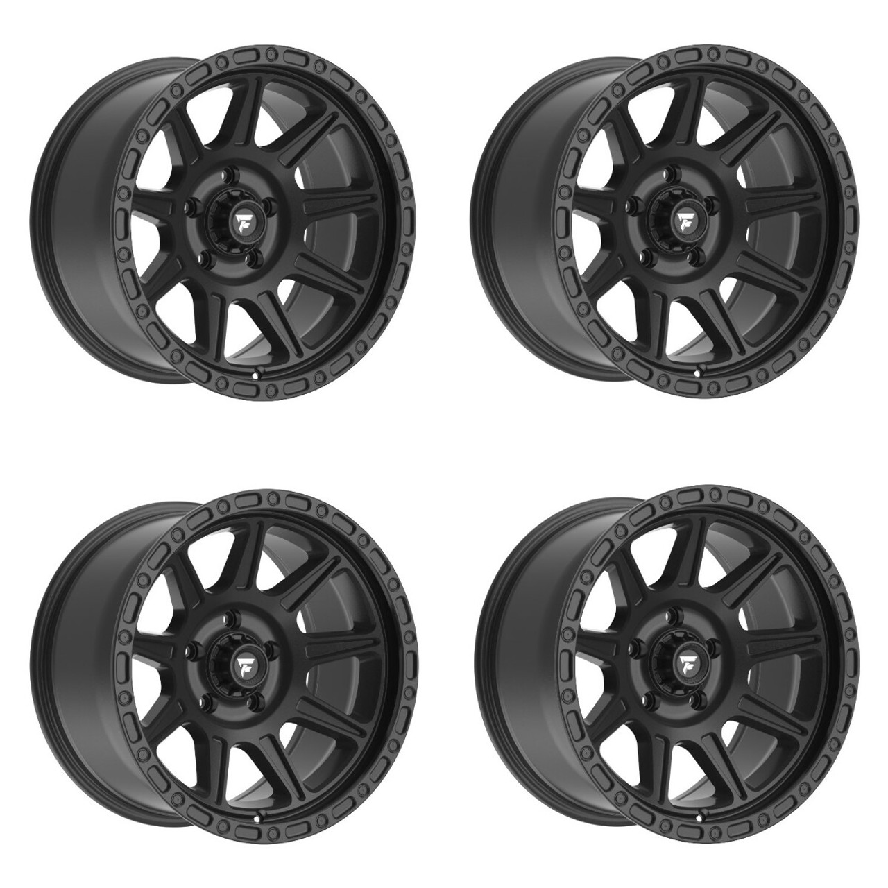 Set 4 20" Fittipaldi Wheels FT104SB 20x9 Satin Black 6x135 18mm Truck Suv Rims
