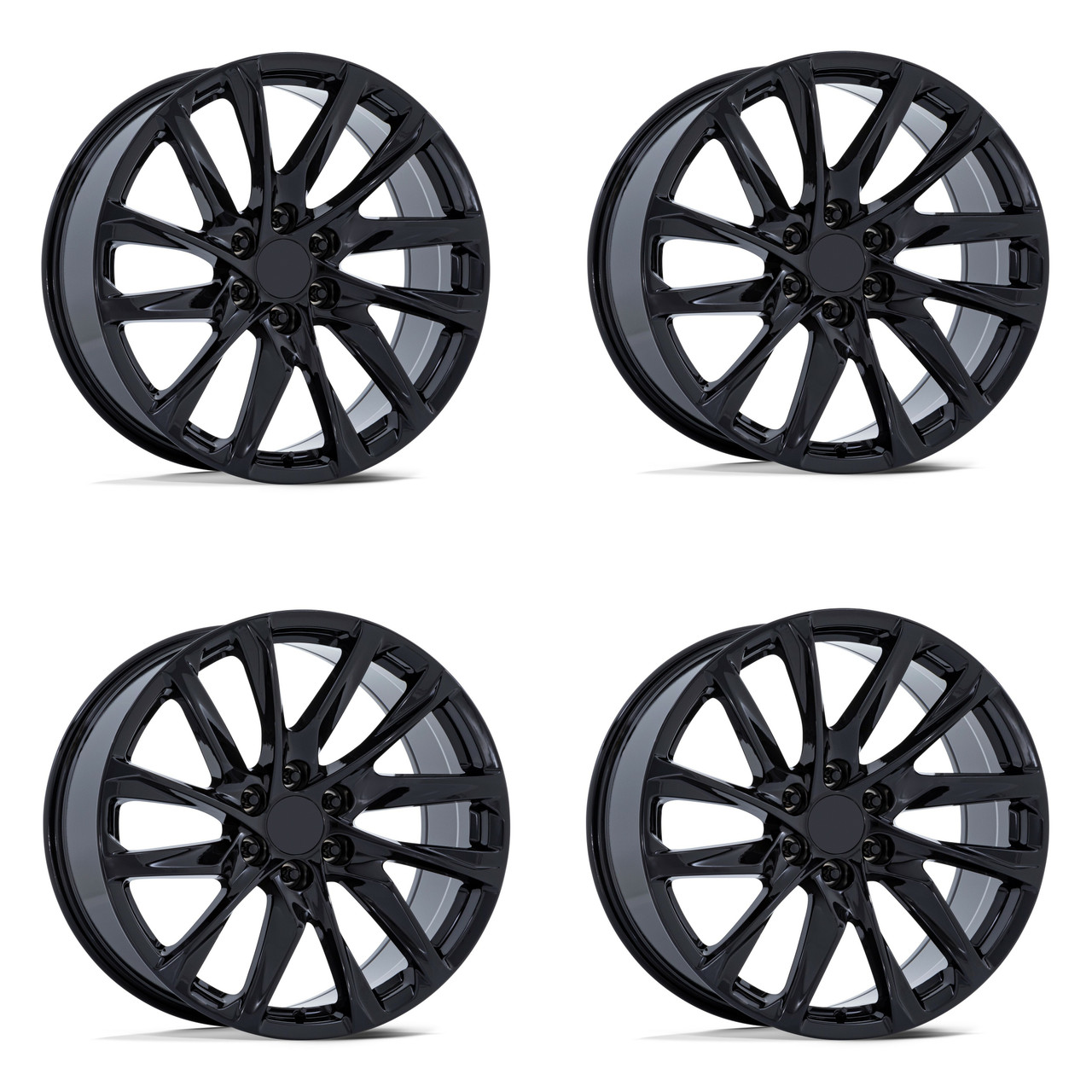 Set 4 Performance Replicas PR213 22x9 6x5.5 Gloss Black Wheels 22" 28mm Rims