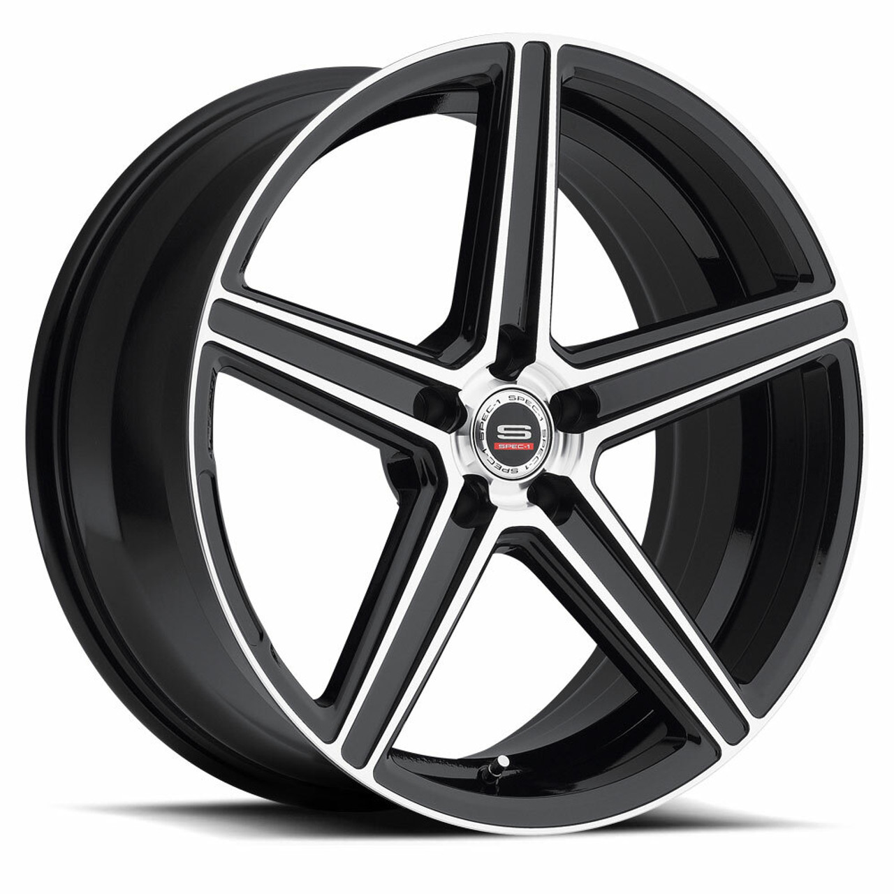 20" Spec-1 SP-8 Gloss Black & Machined Wheel 20x9 5x4.5 35mm Truck Suv Rim