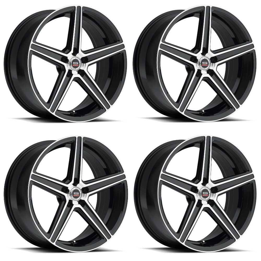 Set 4 22" Spec-1 SP-8 Gloss Black & Machined Wheels 22x9 5x115 15mm Rims
