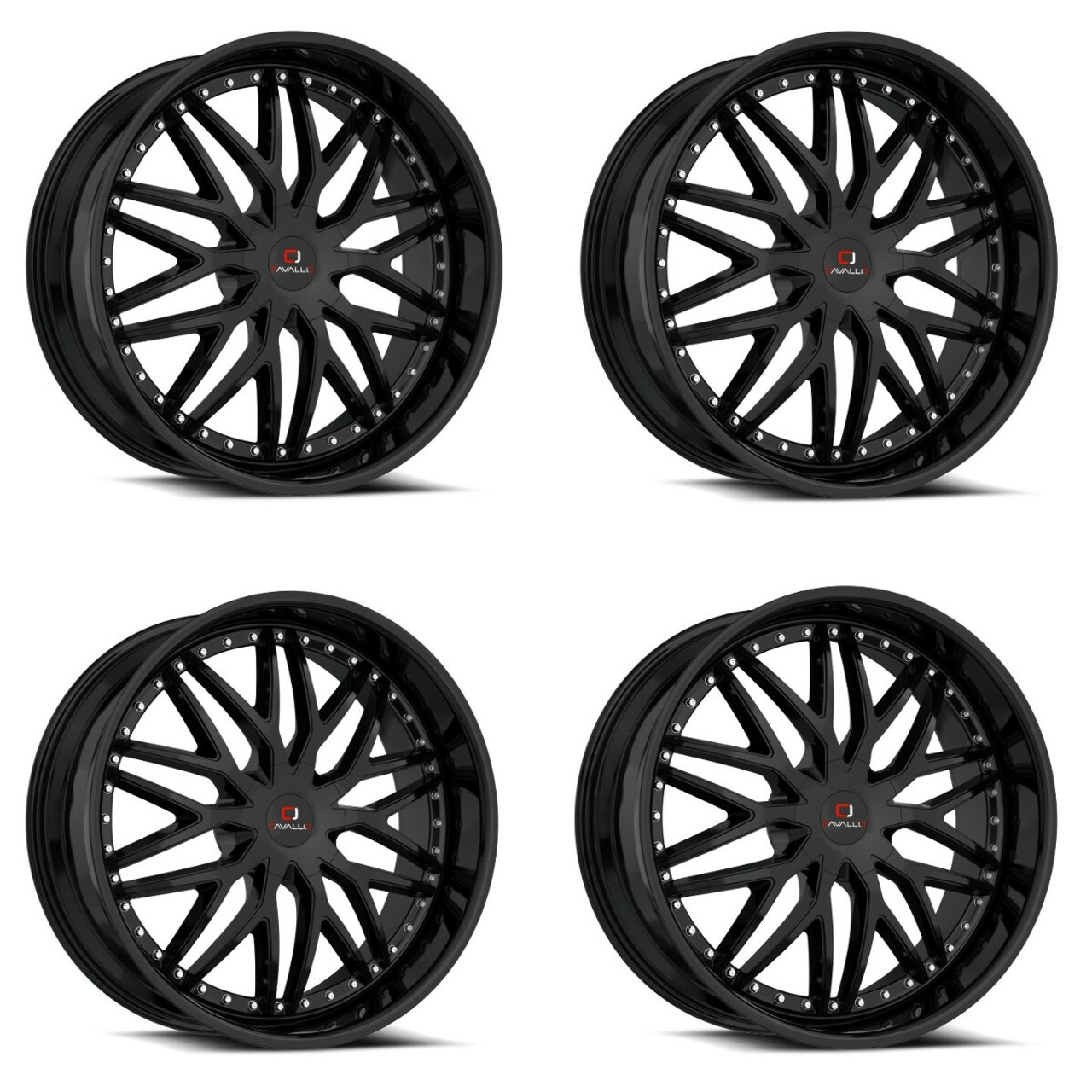 Set 4 18" Cavallo CLV-46 Gloss Black Wheels 18x8 4x100 4x4.5 35mm Rims