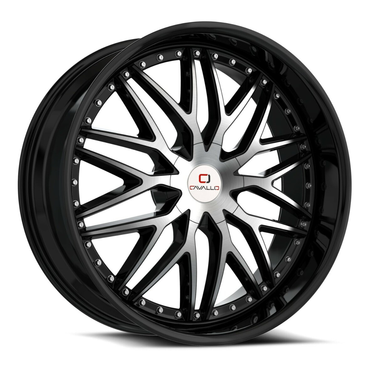 20" Cavallo CLV-46 Gloss Black Machined Wheel 20x8.5 5x112 5x4.5 35mm Rim