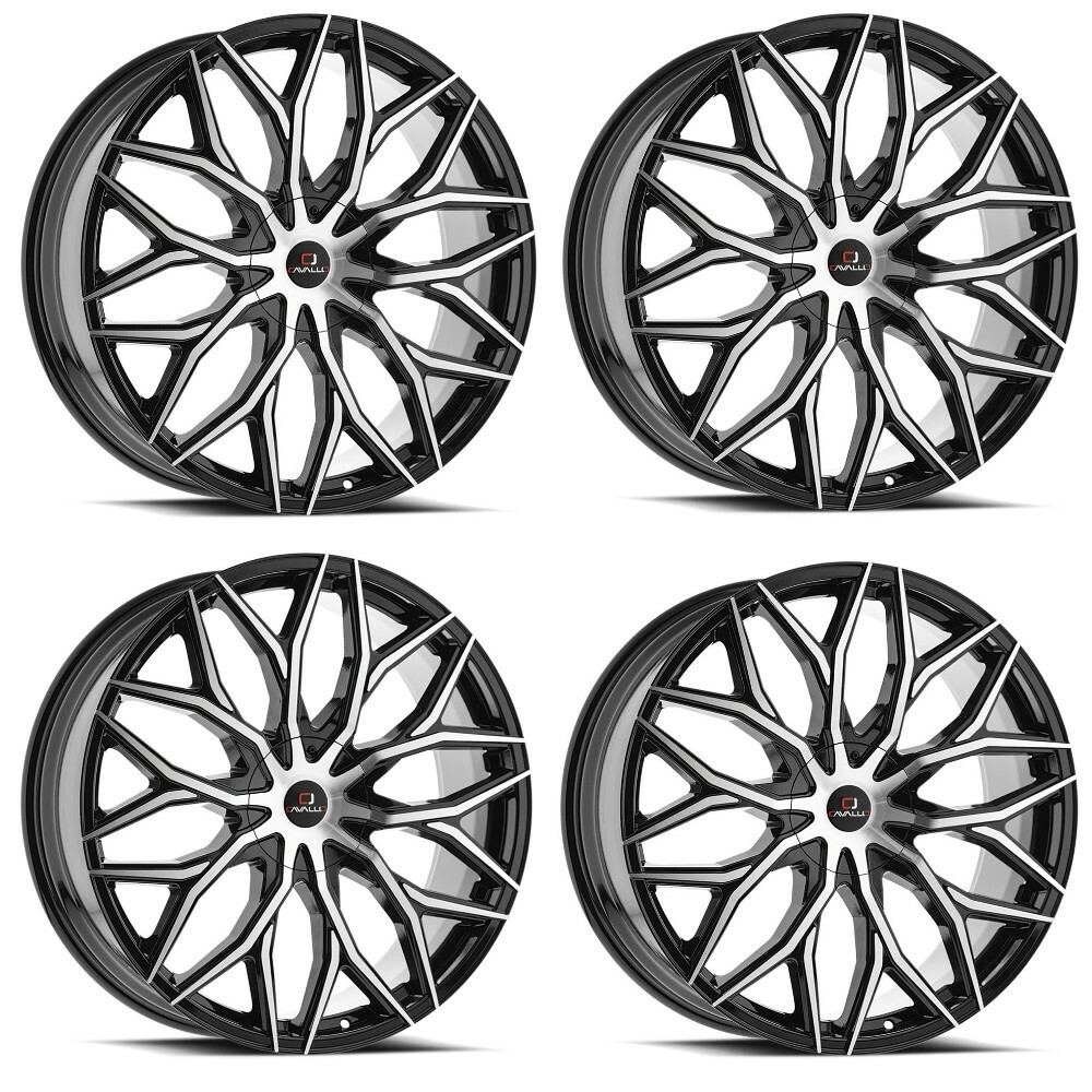 Set 4 22" Cavallo CLV-37 Gloss Black & Machined Wheels 22x9.5 5x115 5x120 15mm