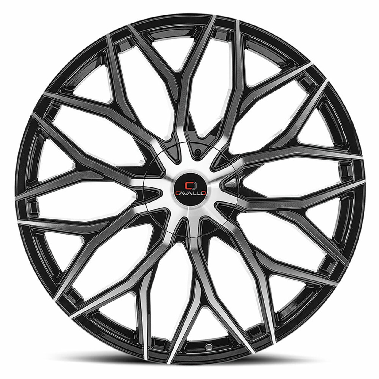 24" Cavallo CLV-37 Gloss Black & Machined Wheel 24x9 5x115 5x120 18mm Rim